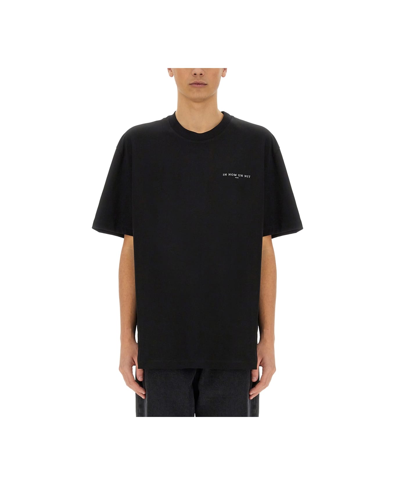ih nom uh nit Crown Mask Print T-shirt - BLACK