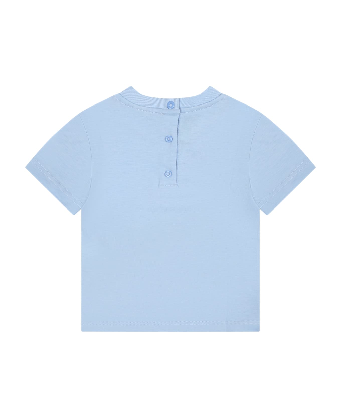 Fendi Light Blue T-shirt For Baby Boy With Ff - Light Blue Tシャツ＆ポロシャツ