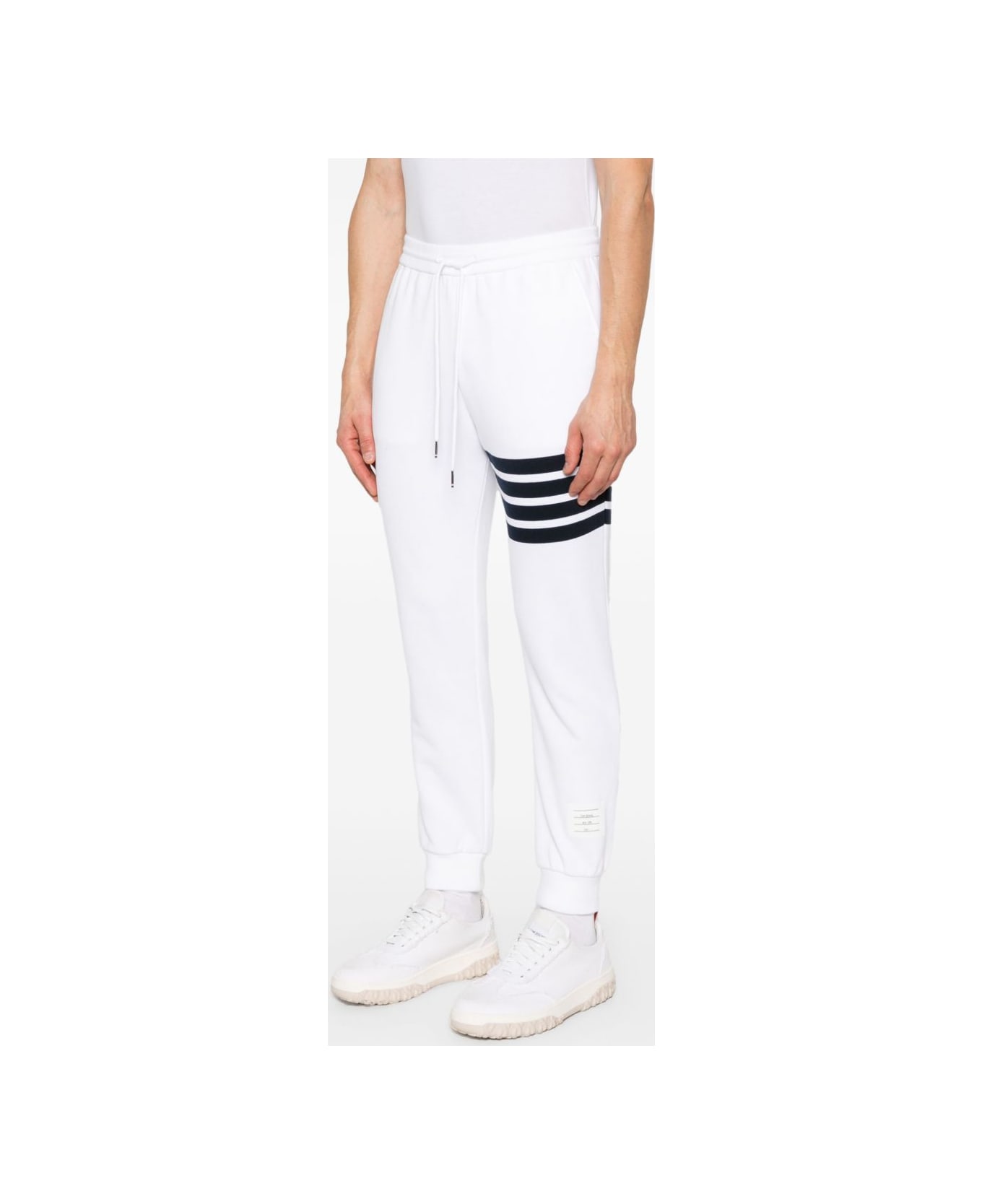 Thom Browne 4bar Cotton Sweatpants - WHITE /NAVY
