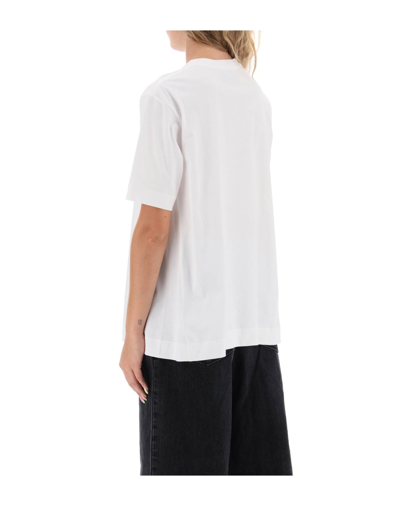 Simone Rocha A-line T-shirt With Bow Detail - WHITE BLACK PEARL (White) ポロシャツ