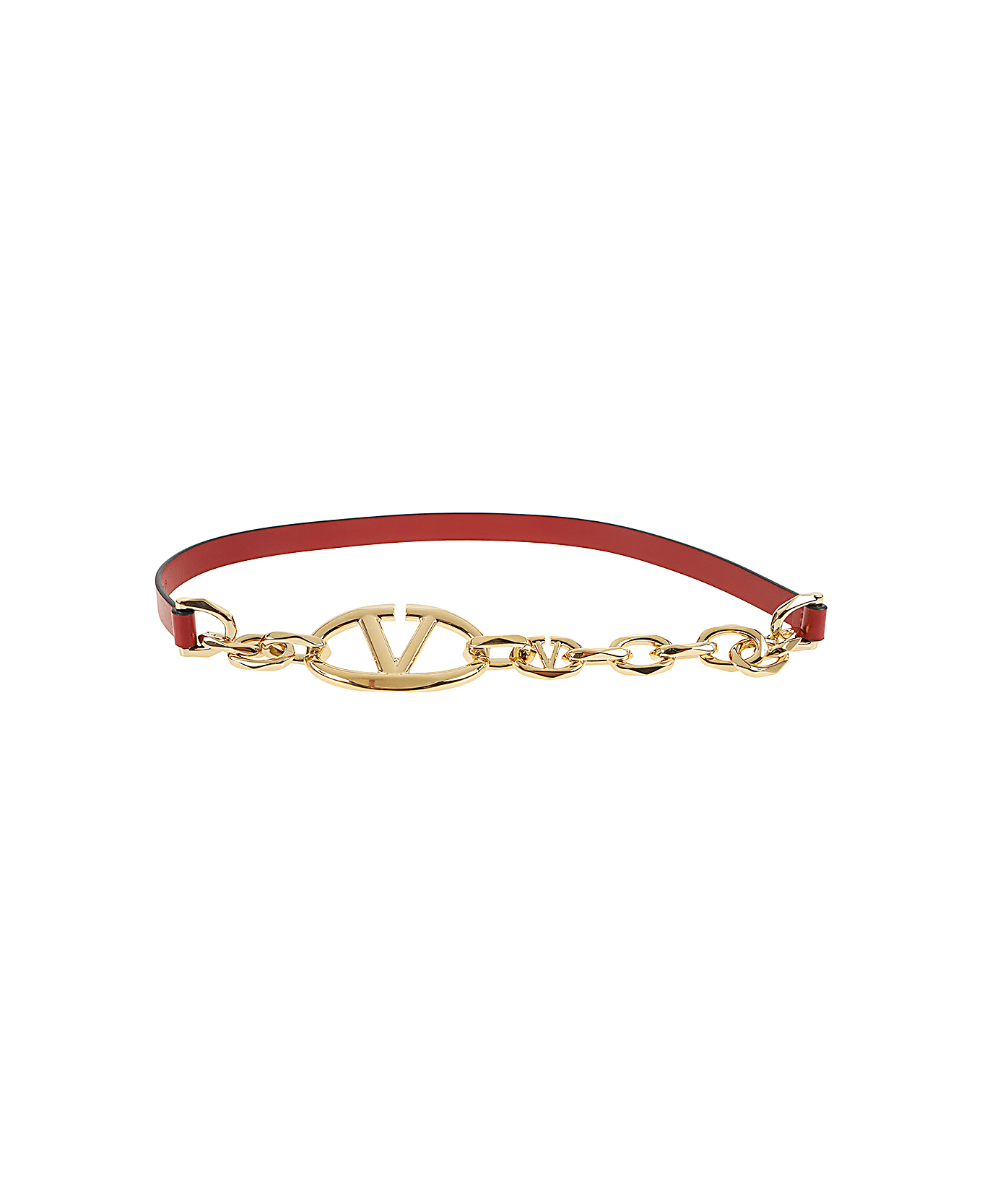 Valentino Garavani Belt H. 15 Vlogo The Bold Edition Box Calf Chain Logo - Ro Rosso V