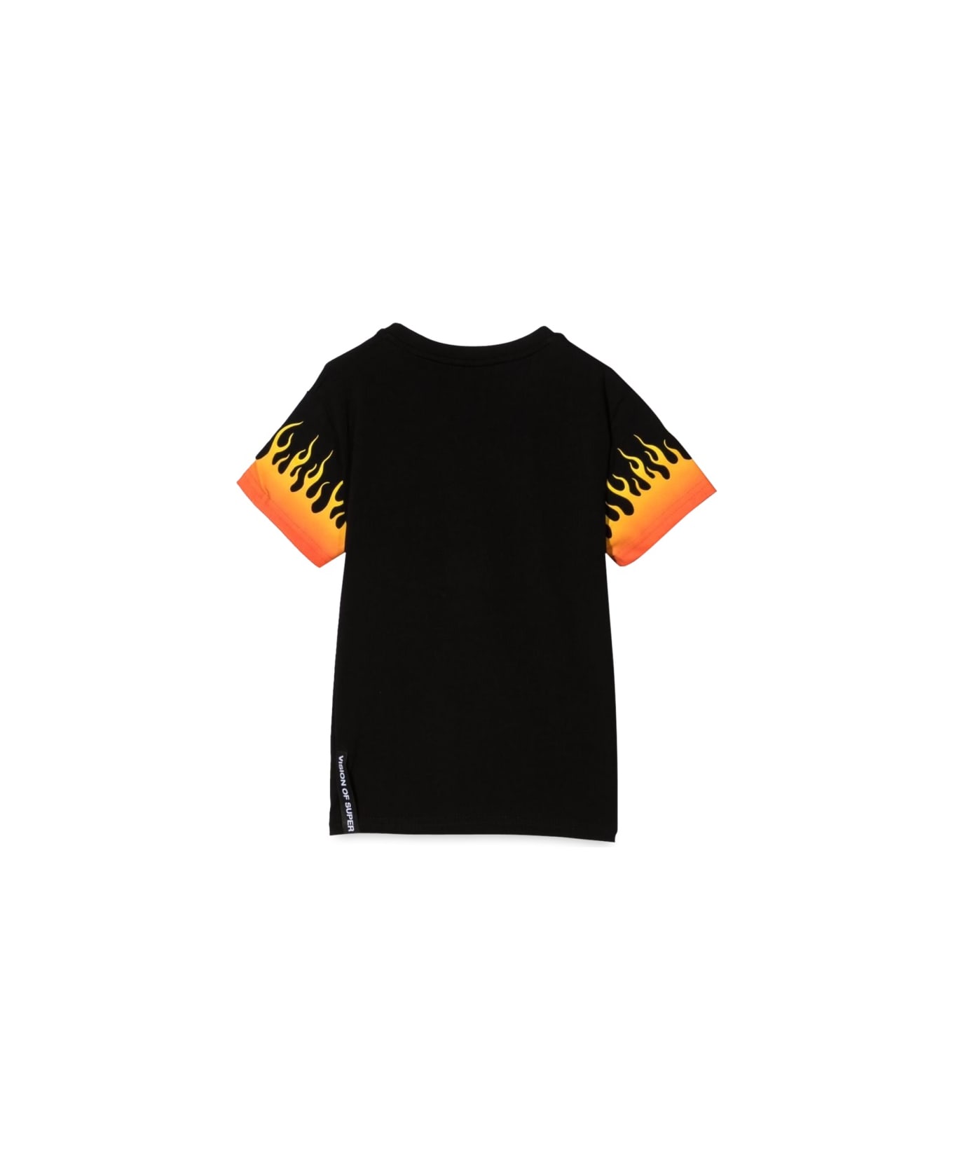 Vision of Super Black Tshirt With Shaded Red Flames - BLACK