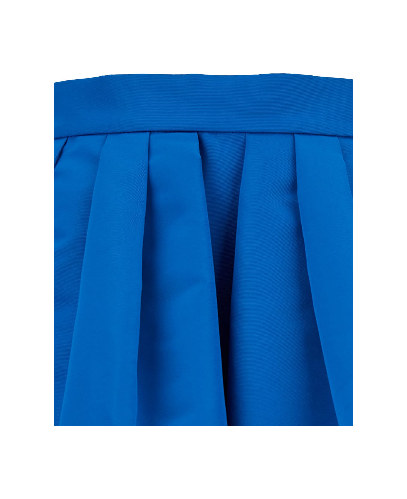 Alexander McQueen Midi Skirt With Matching Waistband In Pleated Fabric - Blu