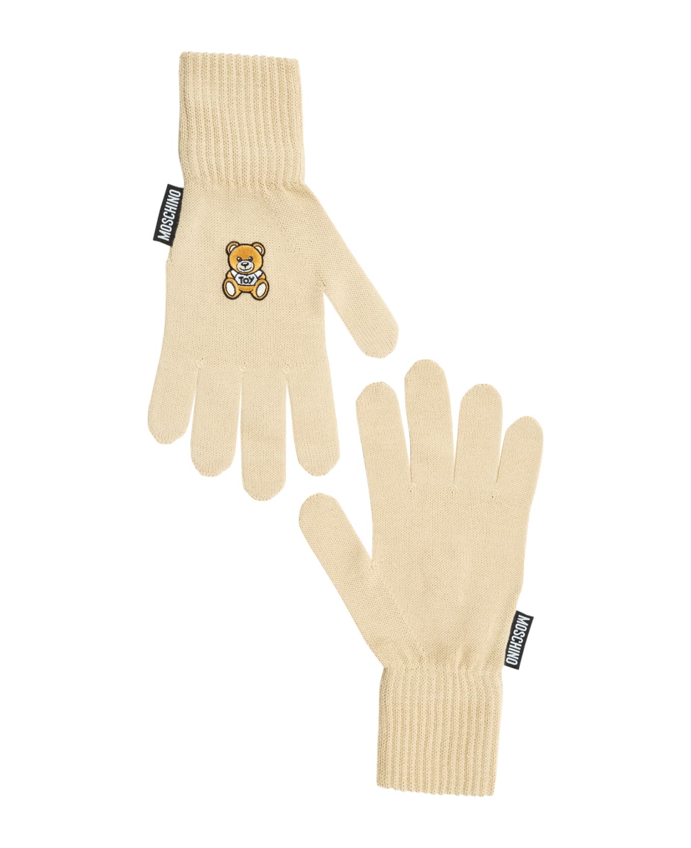 Moschino Teddy Bear Wool Gloves - Beige