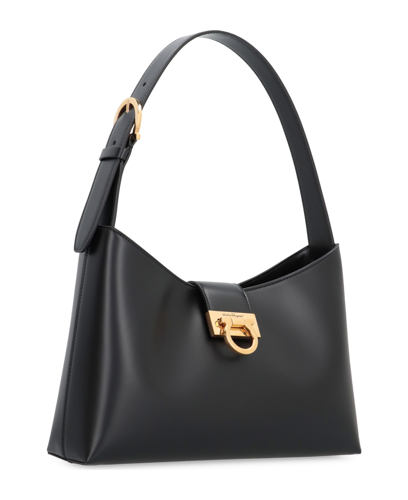 Ferragamo Trifolio Leather Shoulder Bag - black