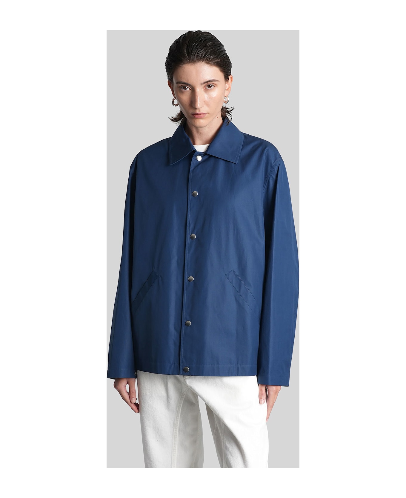 Jil Sander Blouson 03 Casual Jacket In Blue Cotton - blue