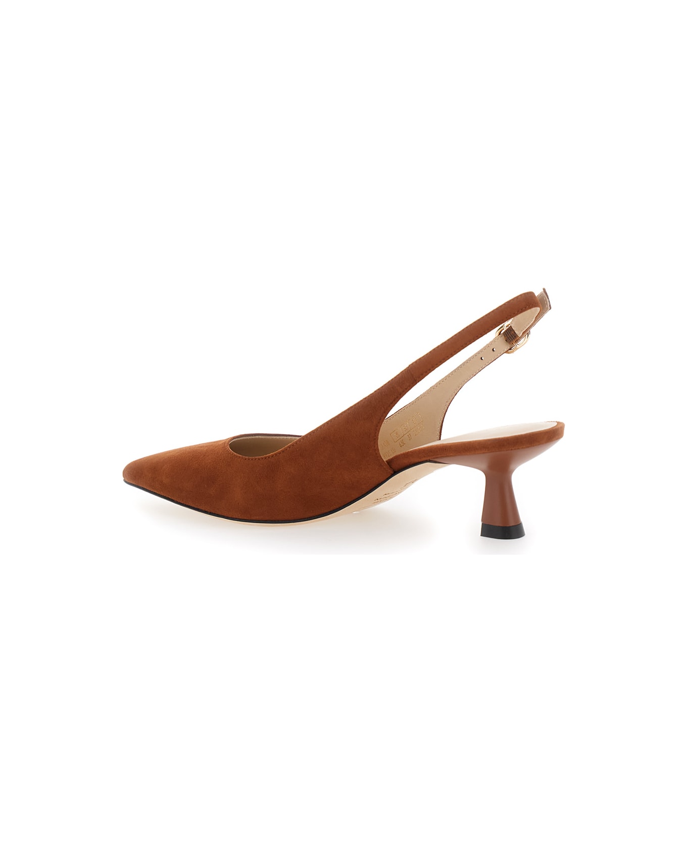 Stuart Weitzman Brown Slingback Pumps With Medium Sculpted Heel In Suede Woman - Brown