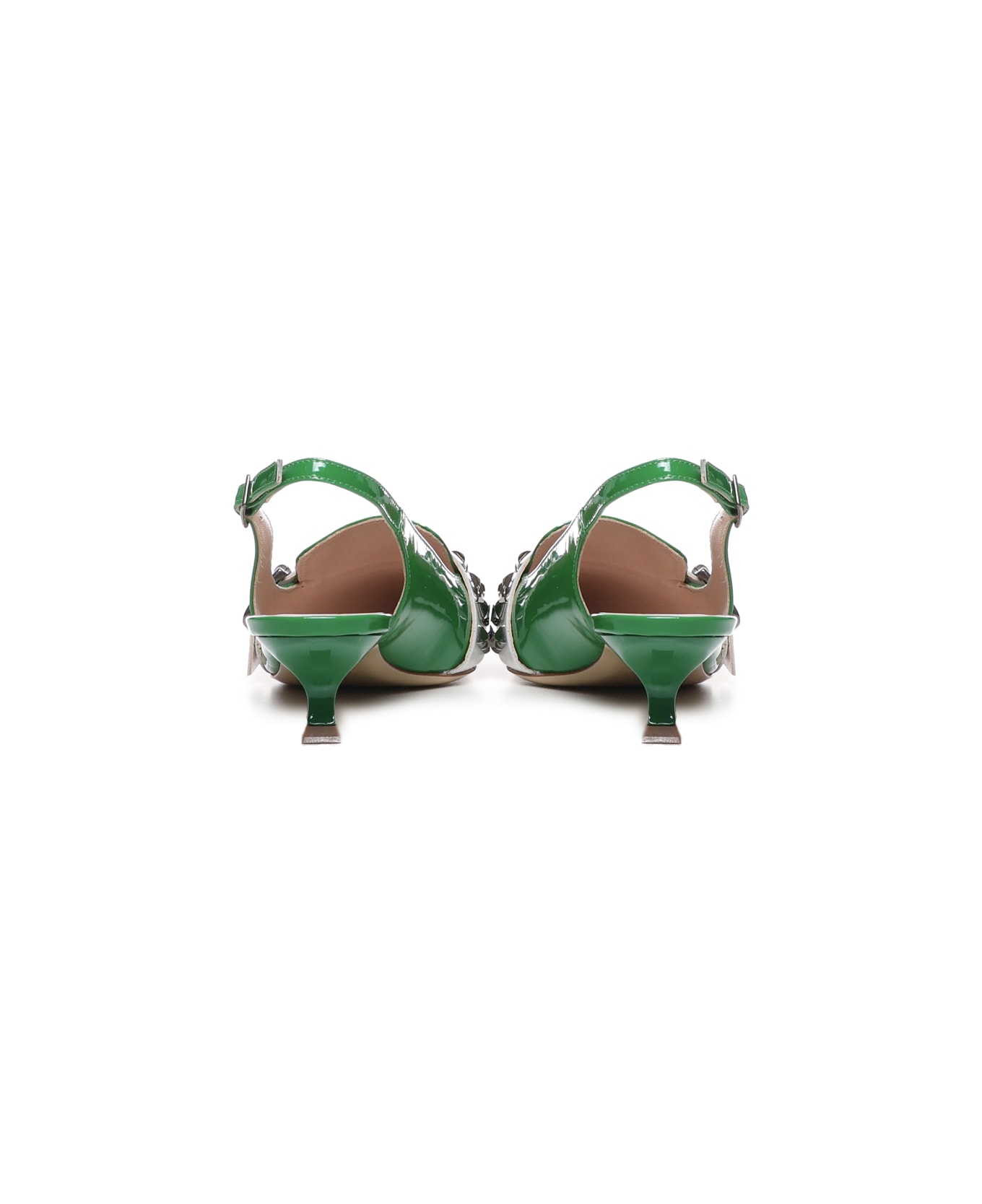 Alchimia Patent Slingback With Studs And Buckle - Green