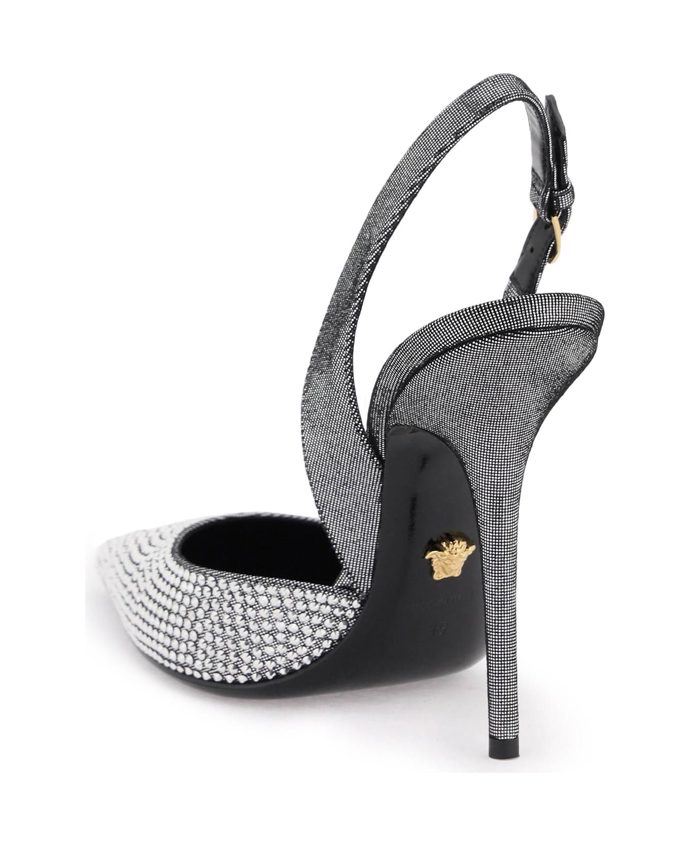 Versace 'safety Pin' Slingback Pumps - SILVER VERSACE GOLD (Silver)