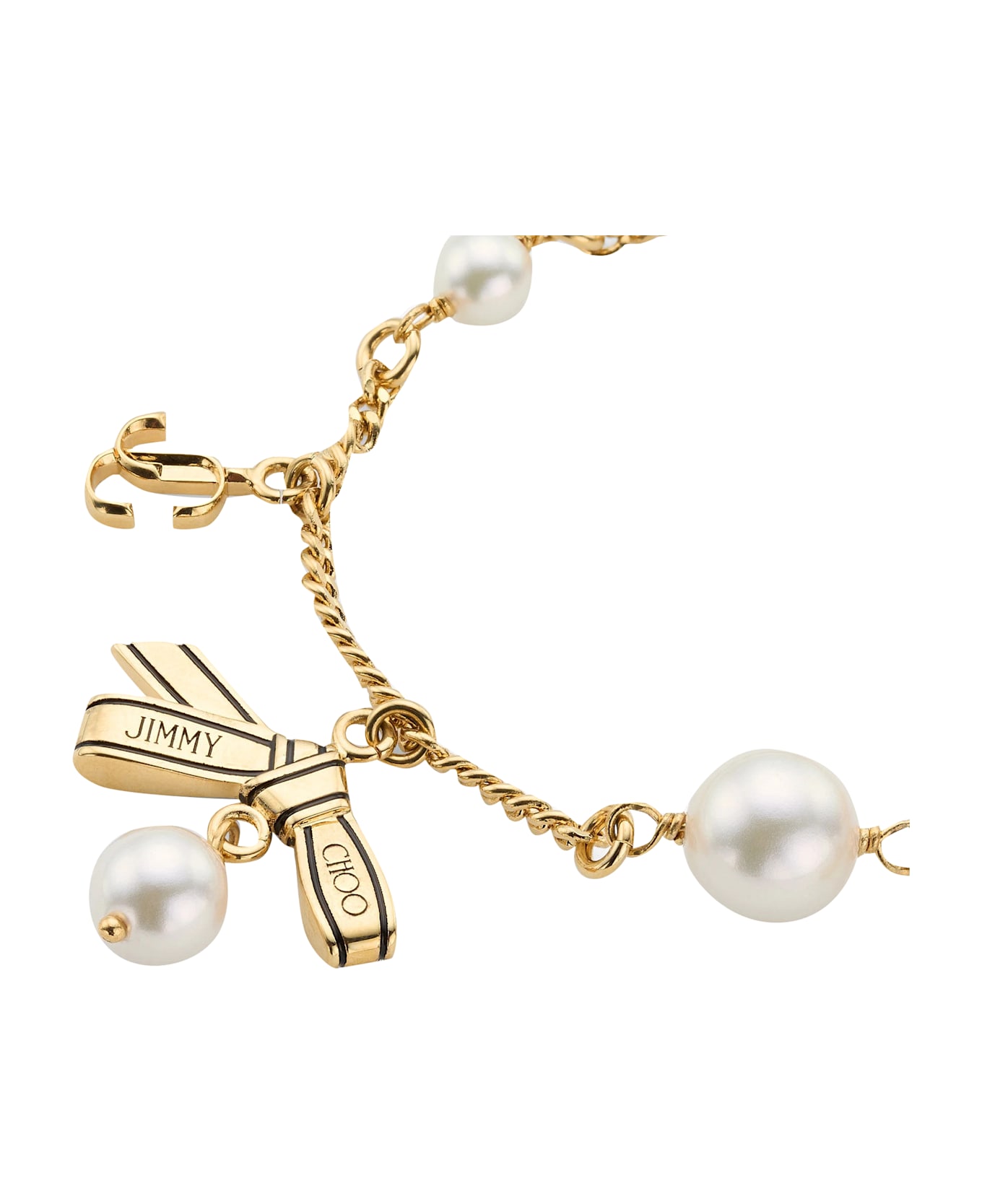 Jimmy Choo Multi Charm Ribbon Bracelet - Golden