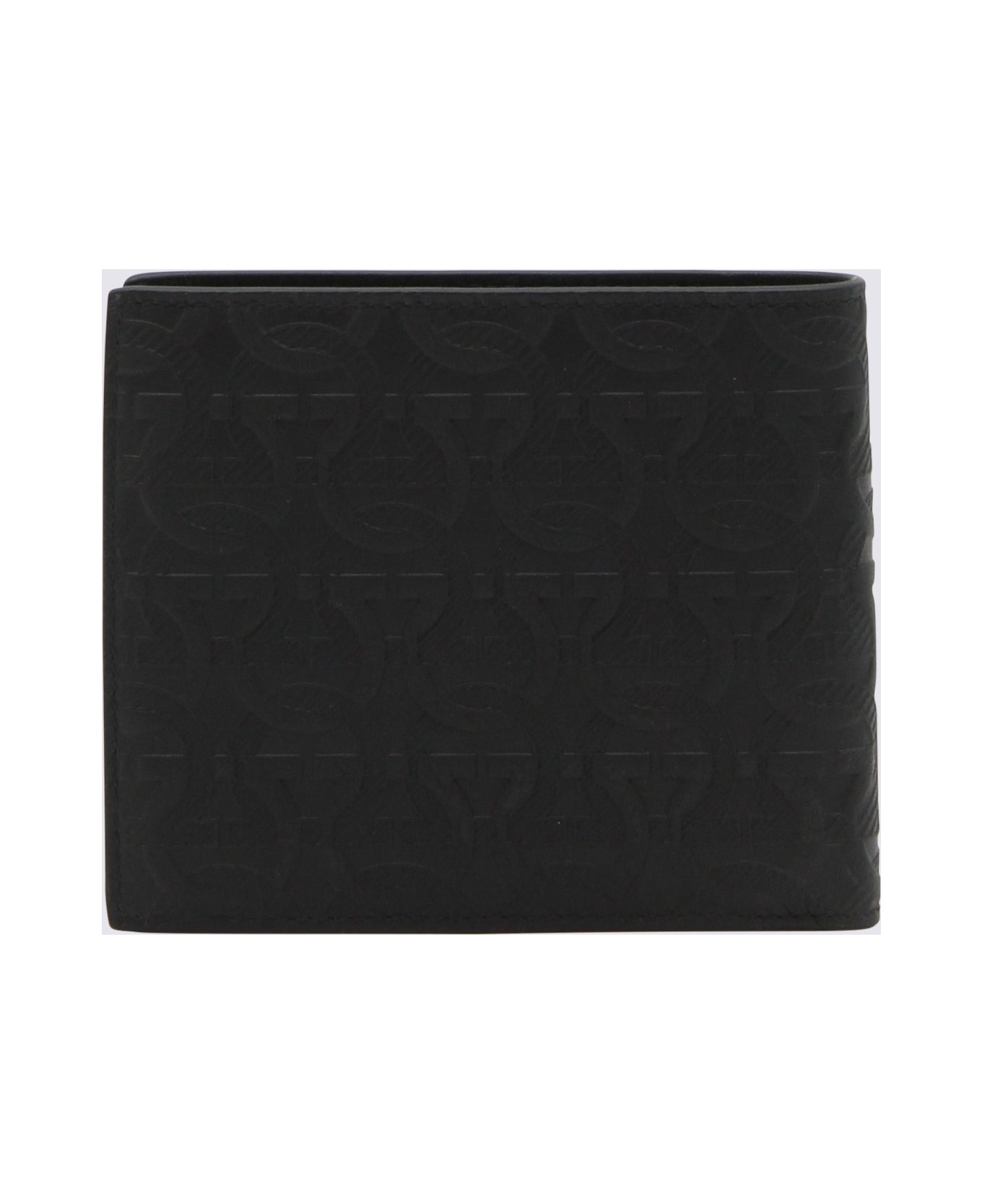 Ferragamo Black Leather Gancini Wallet - Black
