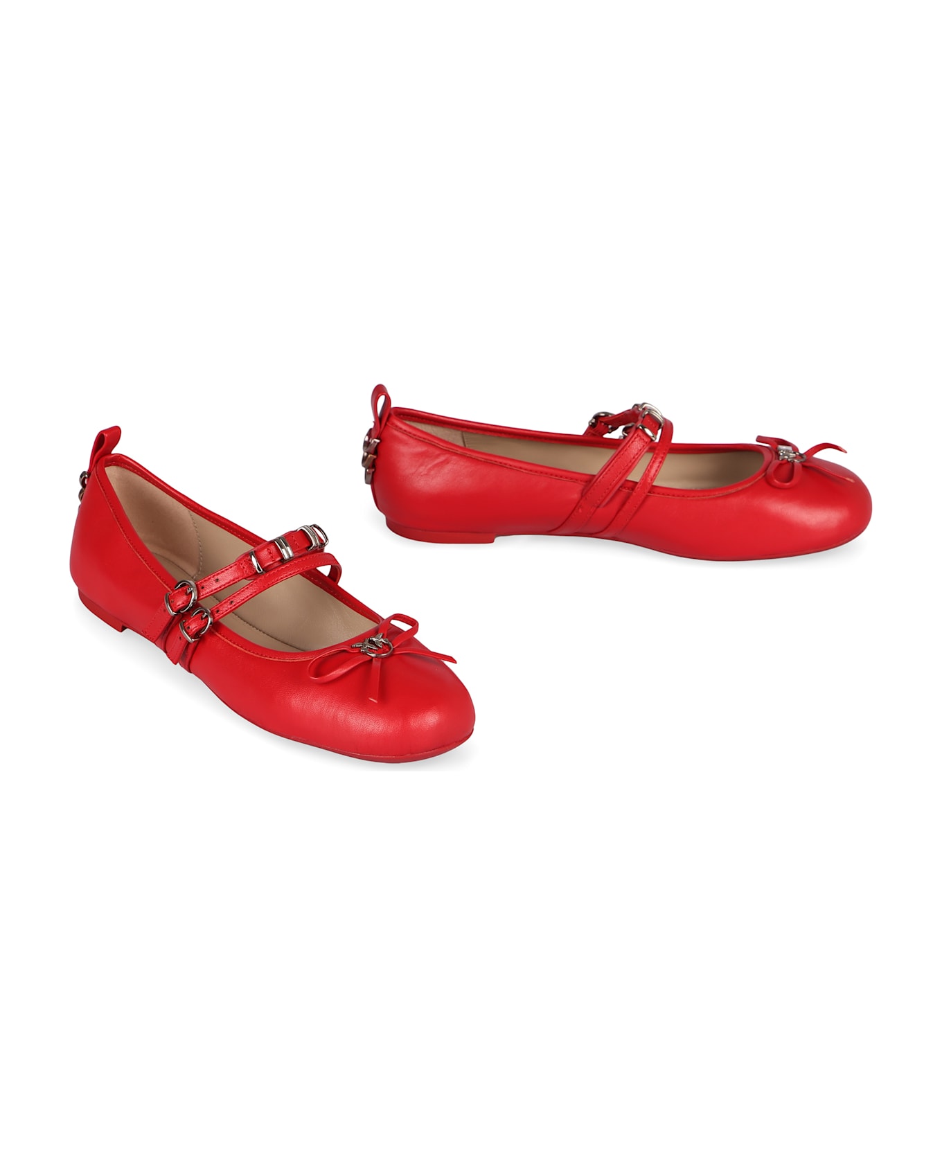 Pinko Gioia Leather Ballet Flats - Red