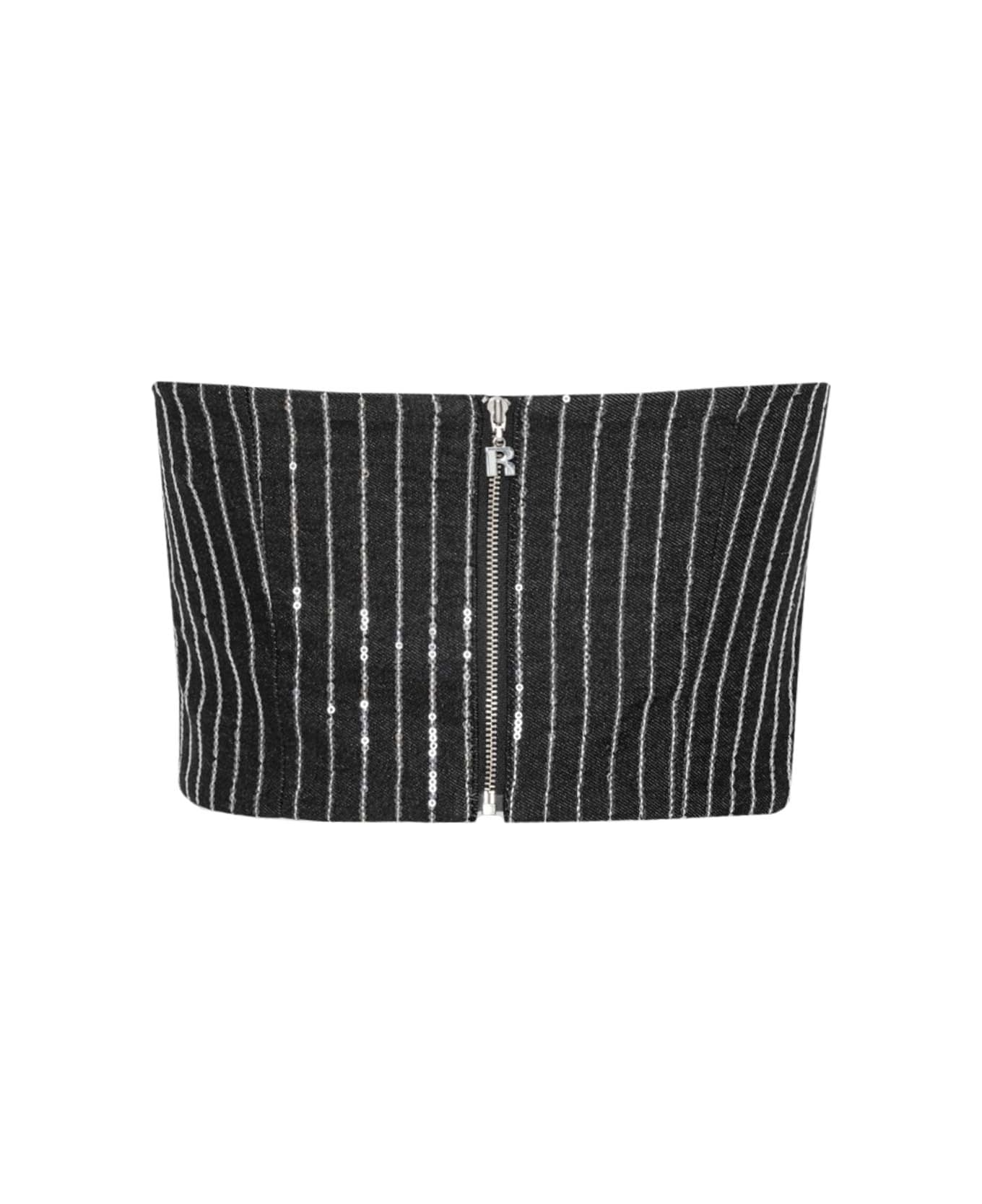 Rotate by Birger Christensen Crop Top With Sequins - Black トップス