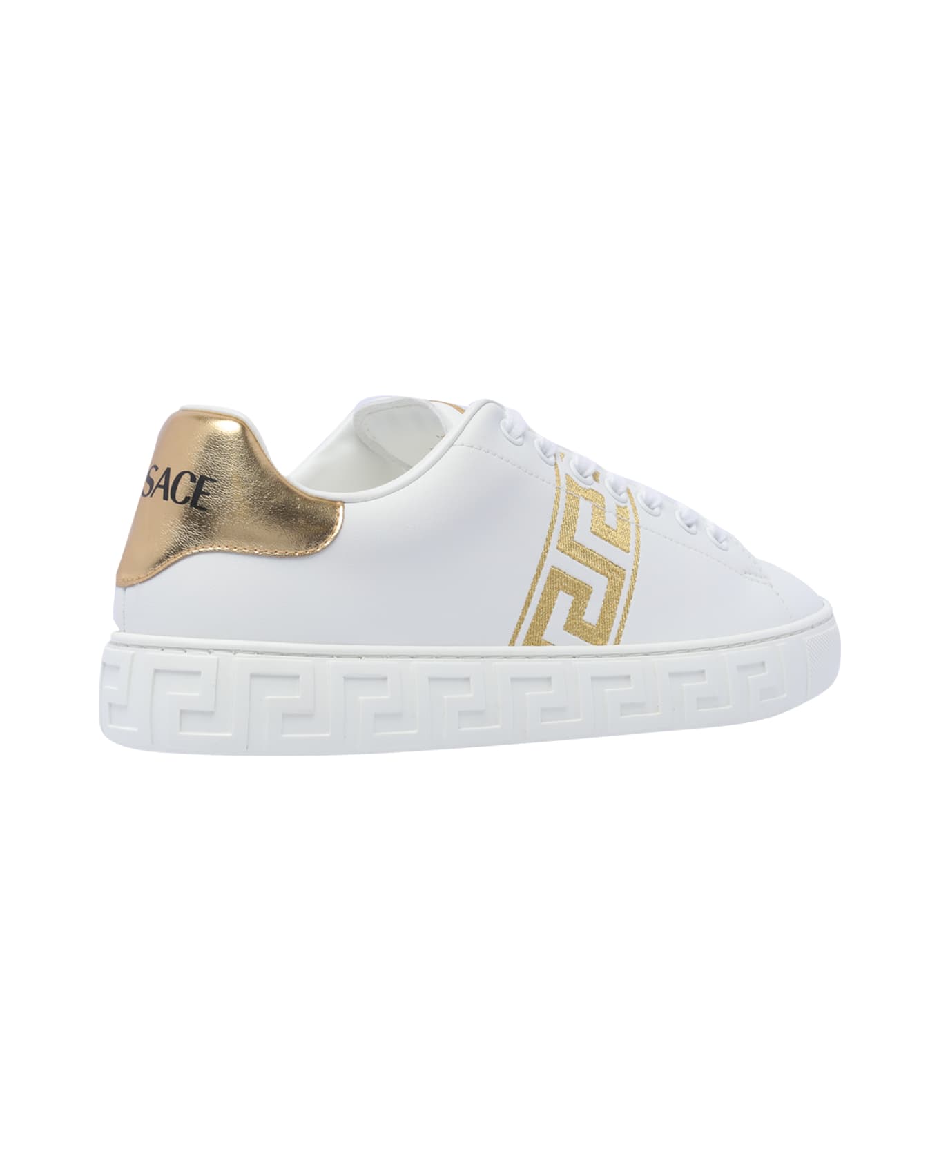 Versace Greca Embroidered Sneakers - White