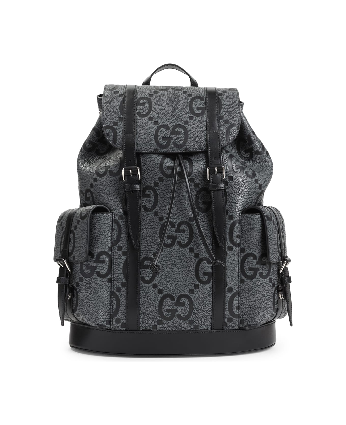 Gucci Dark Grey Leather Backpack - Graph Blk Blk