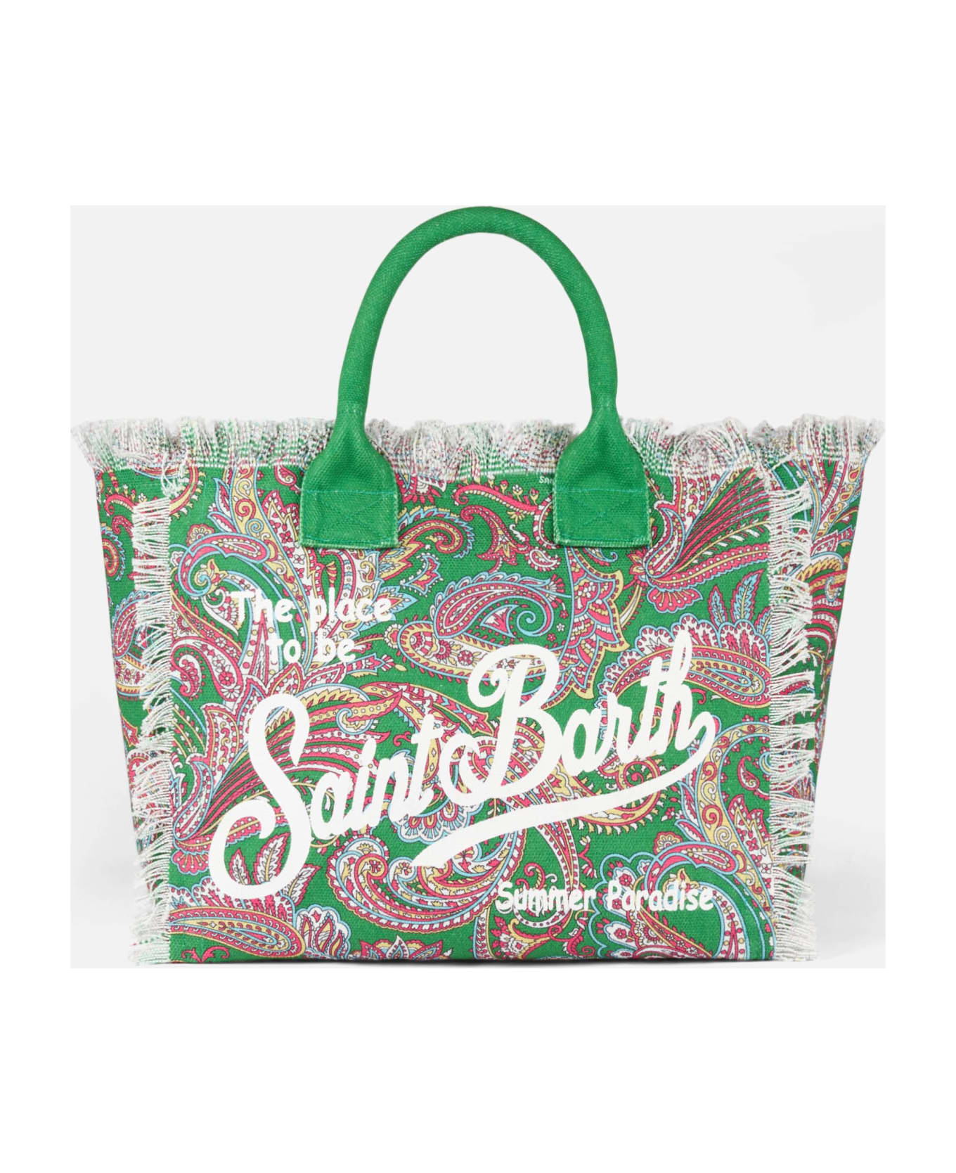 MC2 Saint Barth Vanity Canvas Shoulder Bag With Paisley Print - GREEN トートバッグ