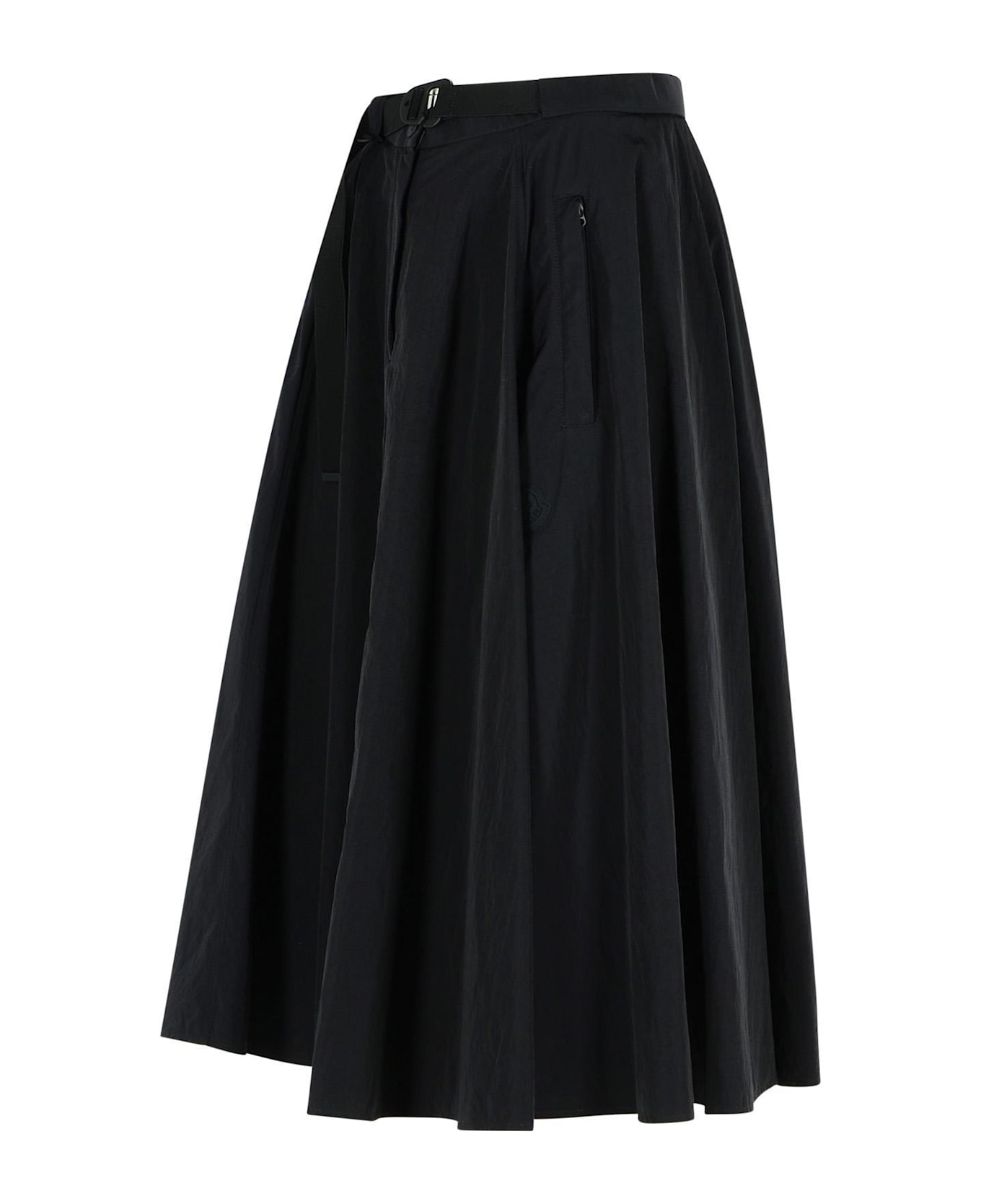 Moncler Belted A-line Midi Skirt - BLACK