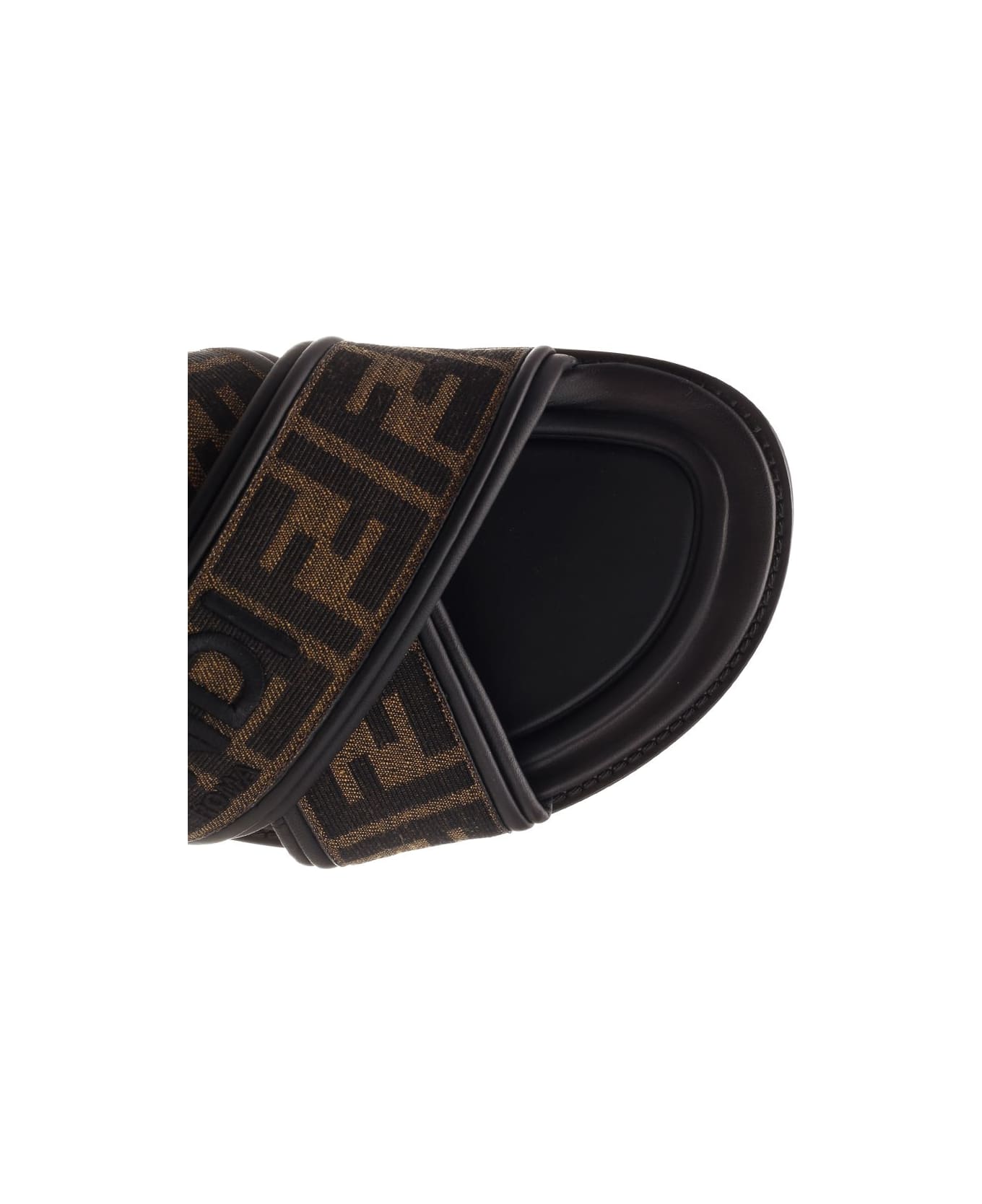 Fendi Slide In Ff Jacquard Fabric - Brown