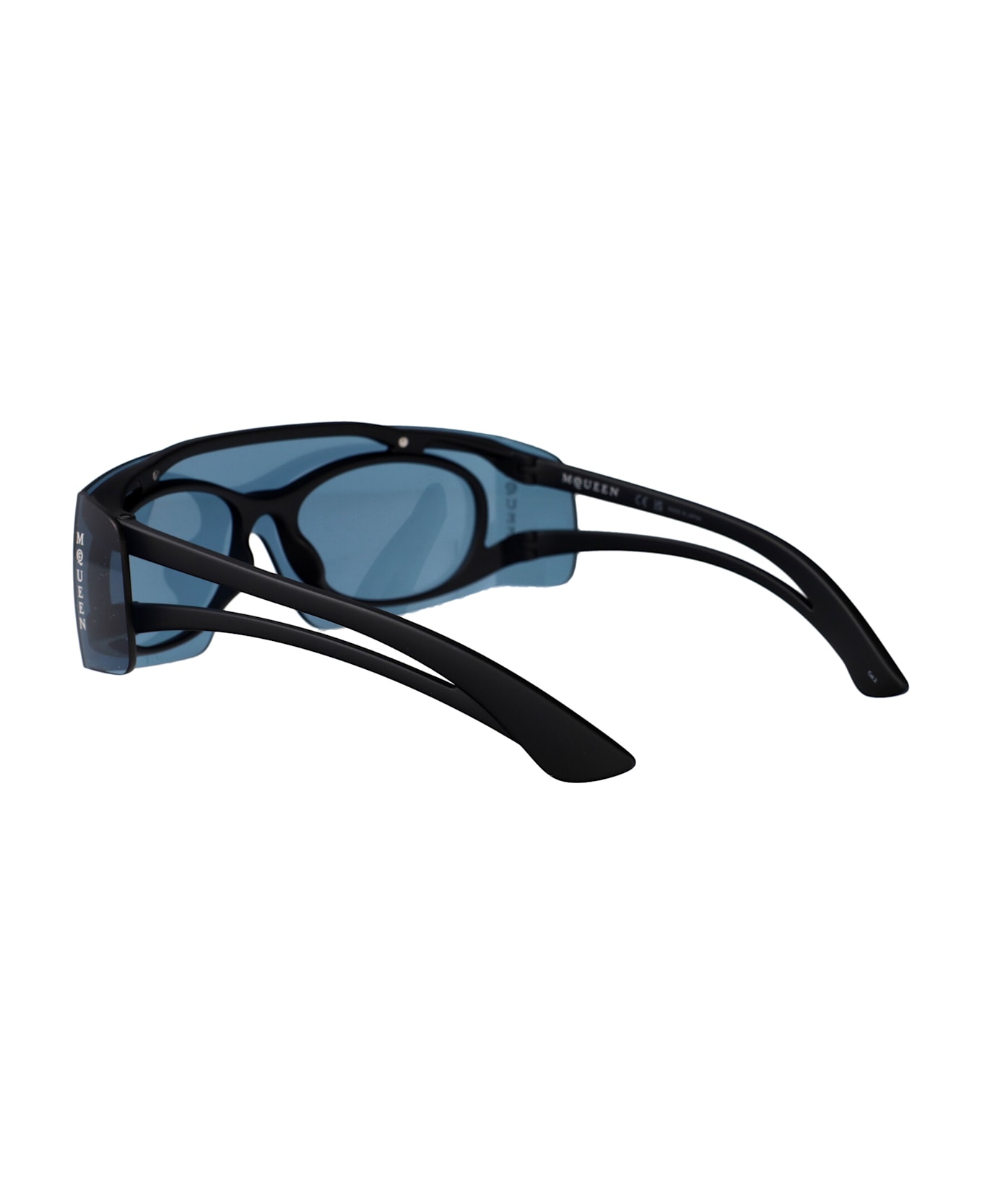 Alexander McQueen Eyewear Am0489s Sunglasses - BLACK-BLACK-BLUE