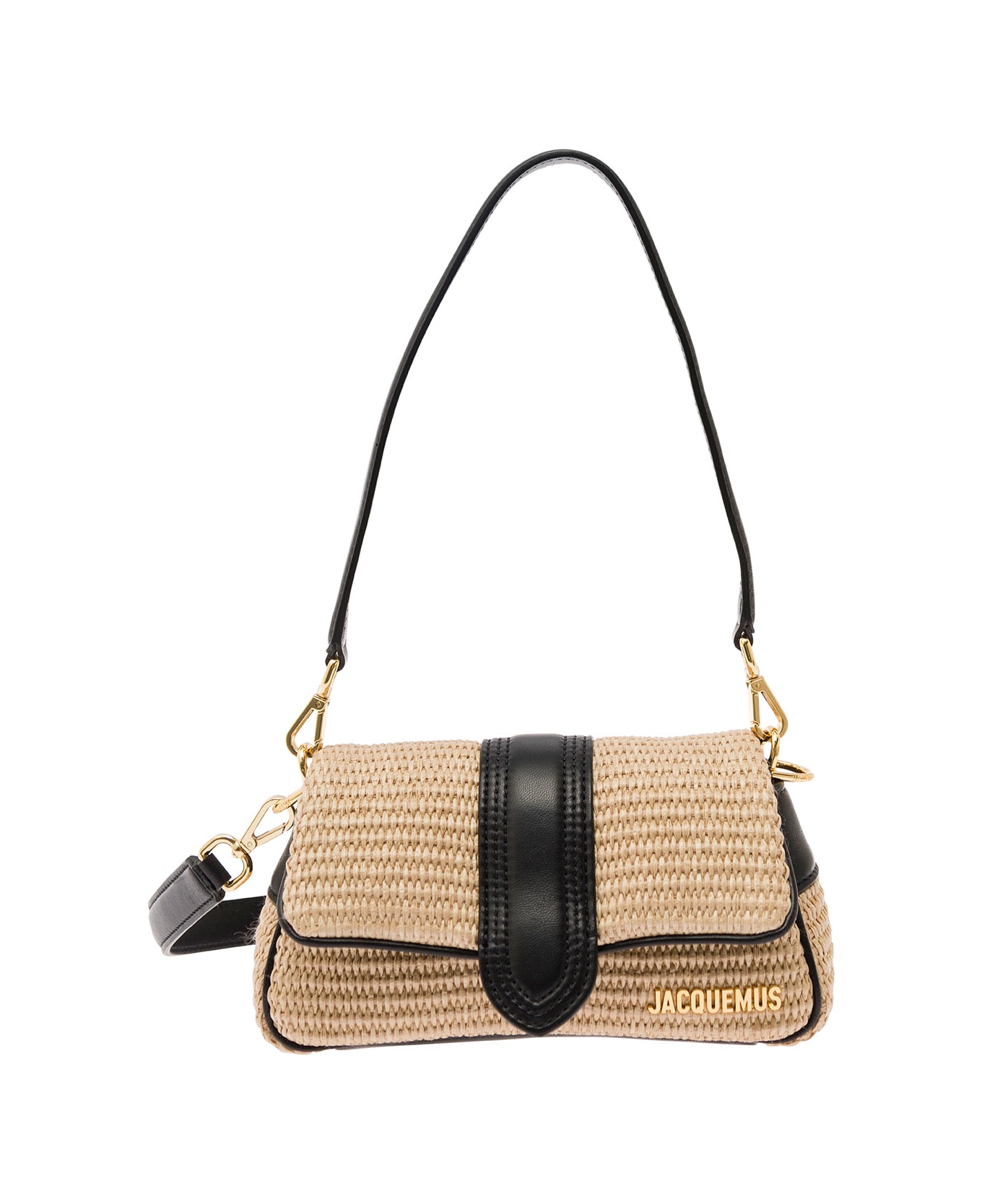 Jacquemus 'le Petit Bambimou' Beige Shoulder Bag With Logo Lettering In Cotton And Leather Woman - Beige