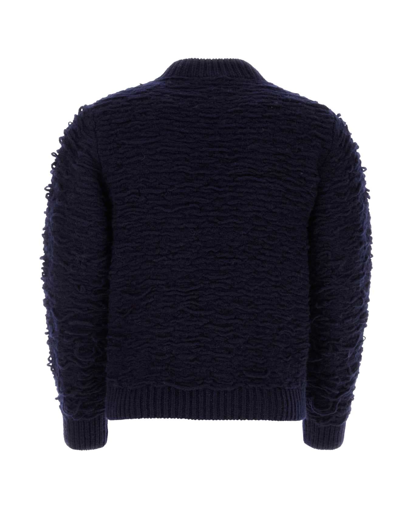 Dries Van Noten Navy Blue Wool Sweater - NAVY