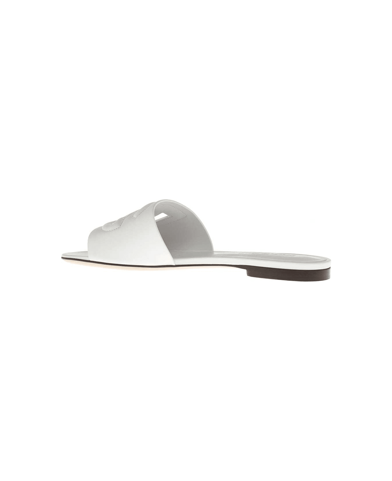 Dolce & Gabbana Flat Leather Mules - White