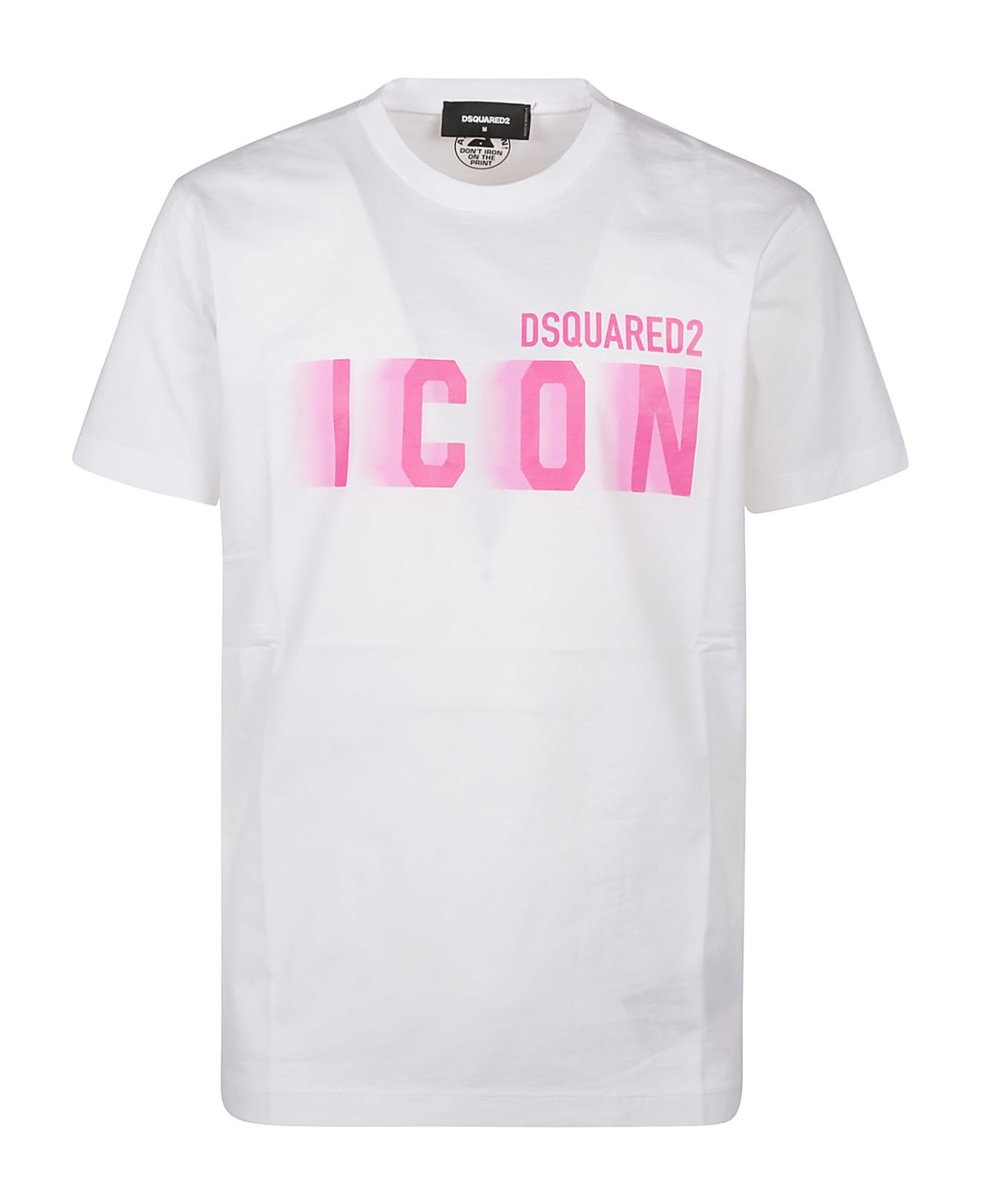 Dsquared2 Icon Blur Cool Fit T-shirt - X White/pink Fluo