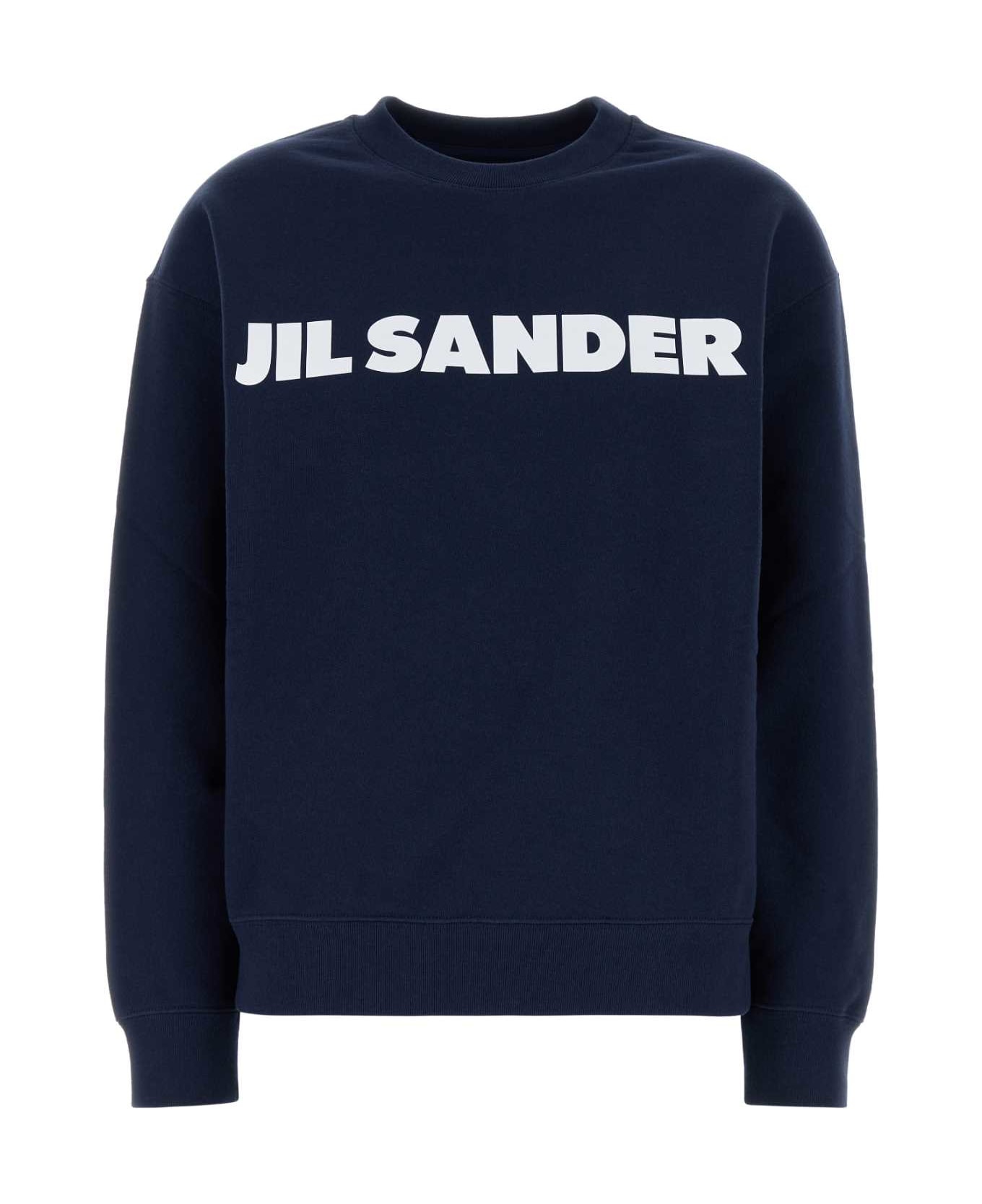 Jil Sander Navy Blue Cotton Sweatshirt - VIOLETNIGHT