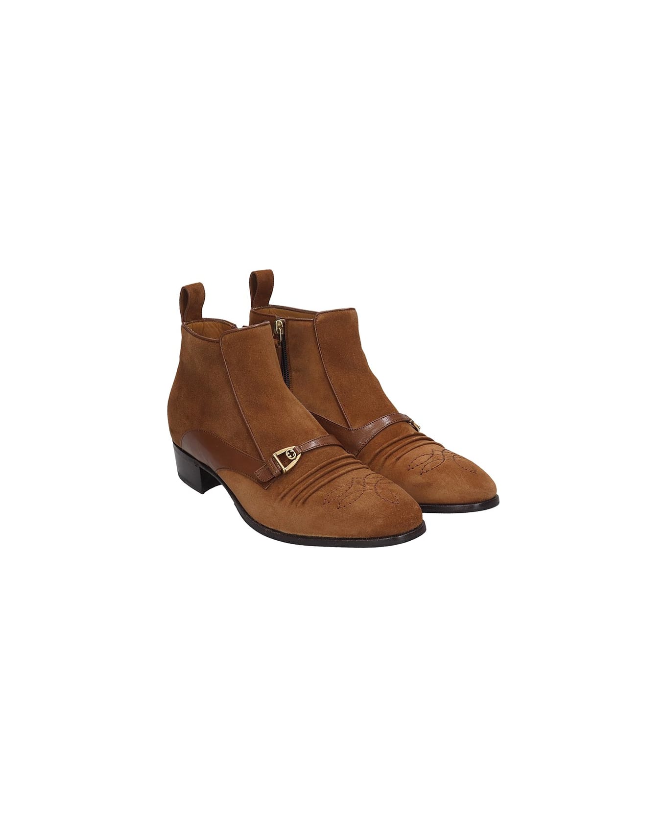 Gucci High Heels Ankle Boots In Leather Color Suede - leather color