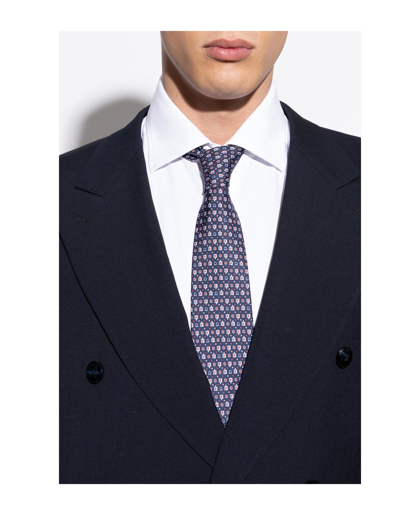 Ferragamo Silk Tie - BLUE/RED