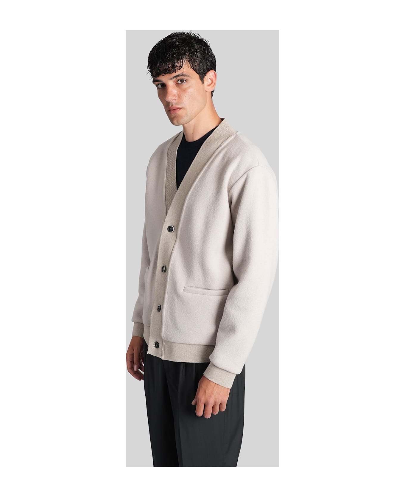 Barena Cavian Cardigan In Grey Wool - grey