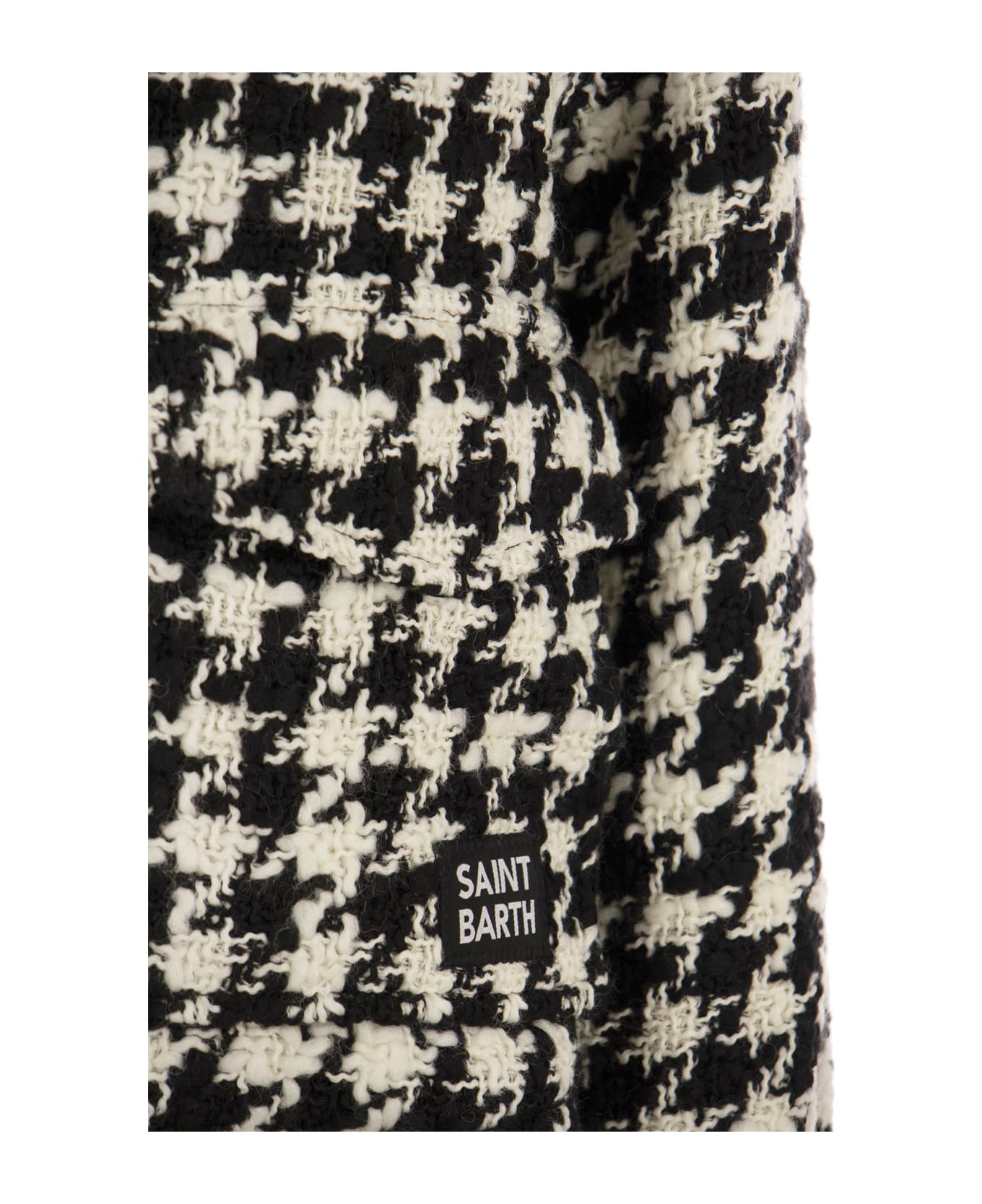 MC2 Saint Barth Women's Short Shirt With Pied De Poul Print - White/black
