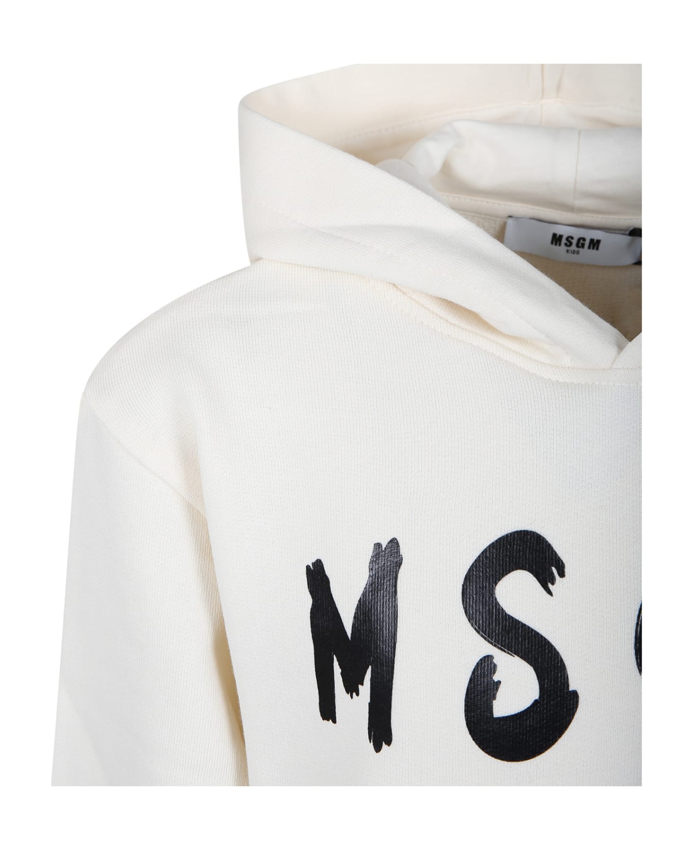MSGM Ivory Sweatshirt For Kids With Logo - Ivory ニットウェア＆スウェットシャツ