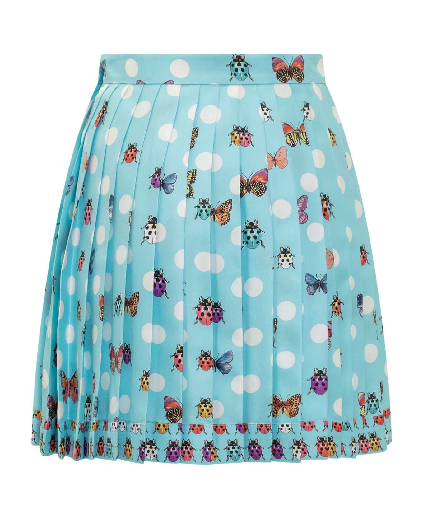 Versace Butterflies Pleated Silk Skirt - LIGHT BLUE POIS