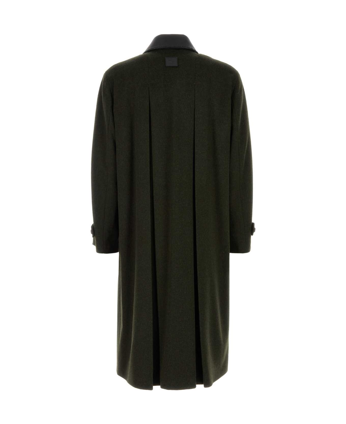 Fendi Bottle Green Wool Blend Coat - GREEN