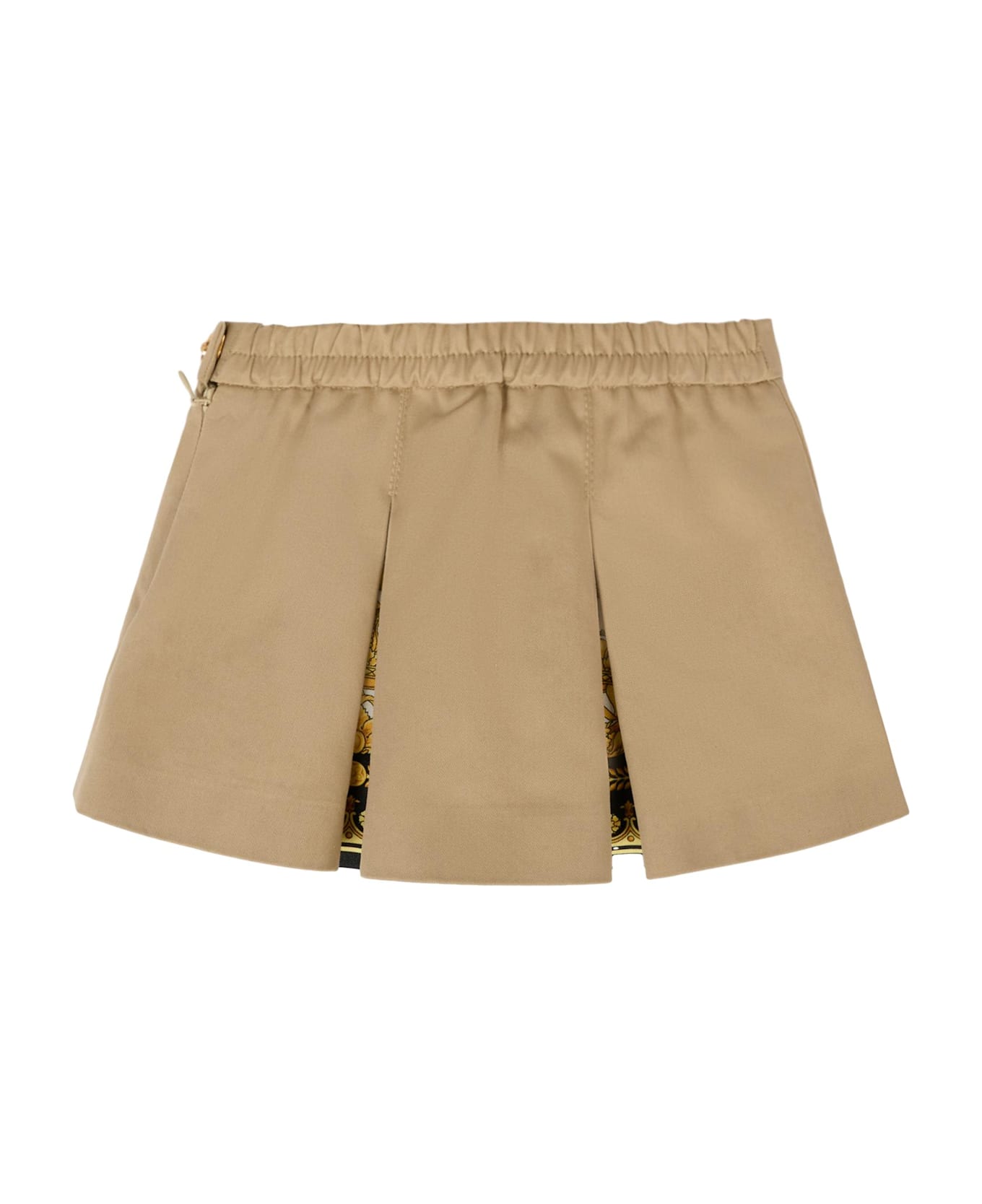Versace Beige Skirt For Baby Girl With Barocco Print - Beige