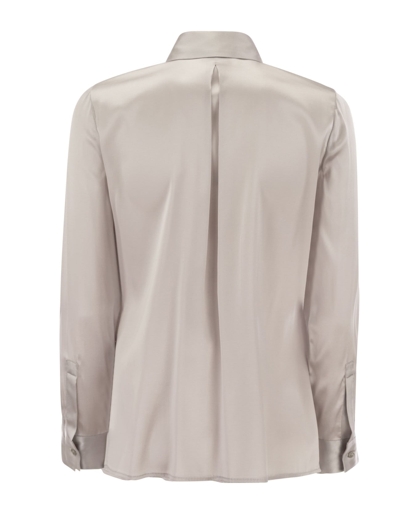 Elisabetta Franchi Straight Silk Satin Shirt - Pearl