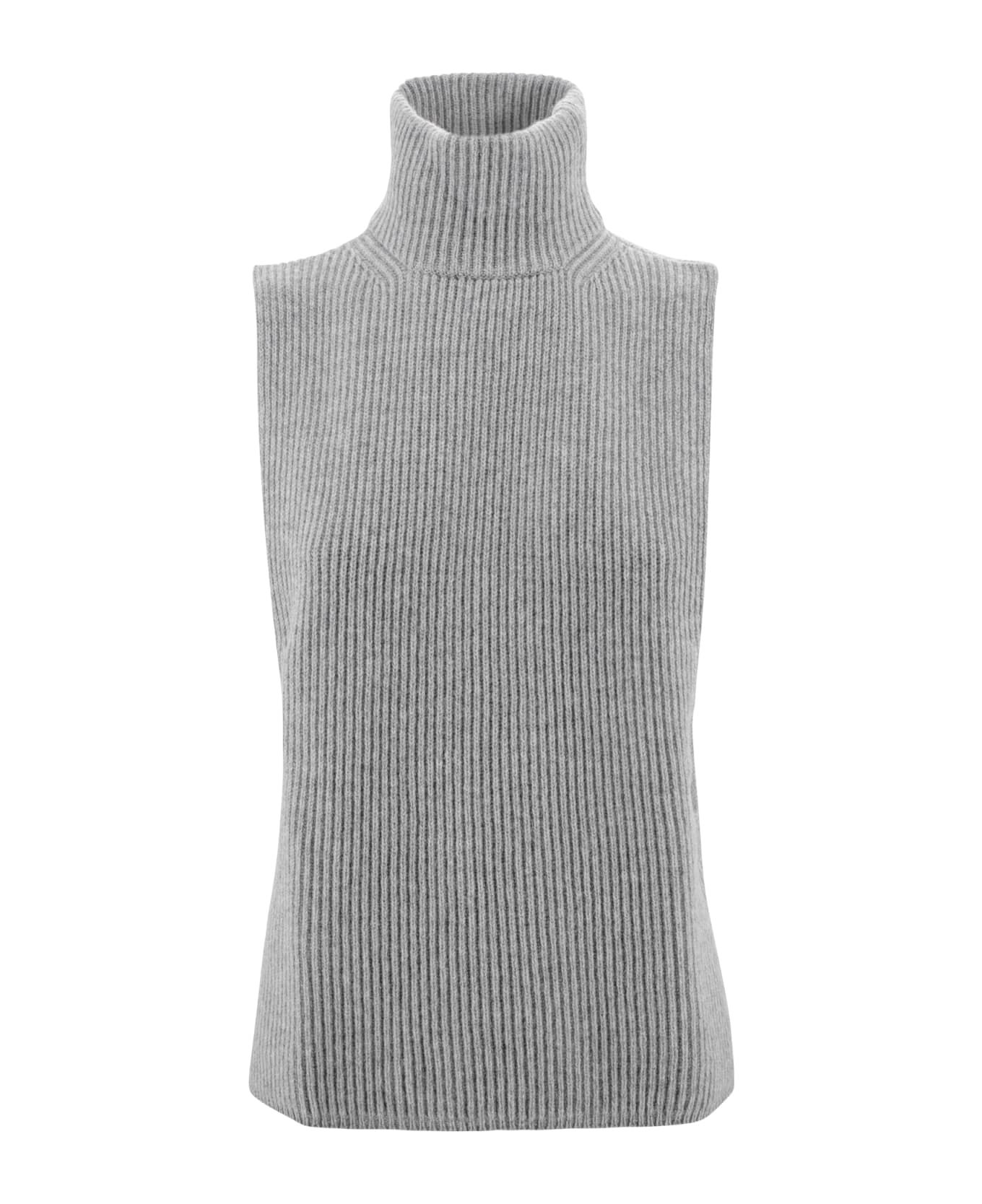 Max Mara Studio High Neck Sleeveless Vest - Grey