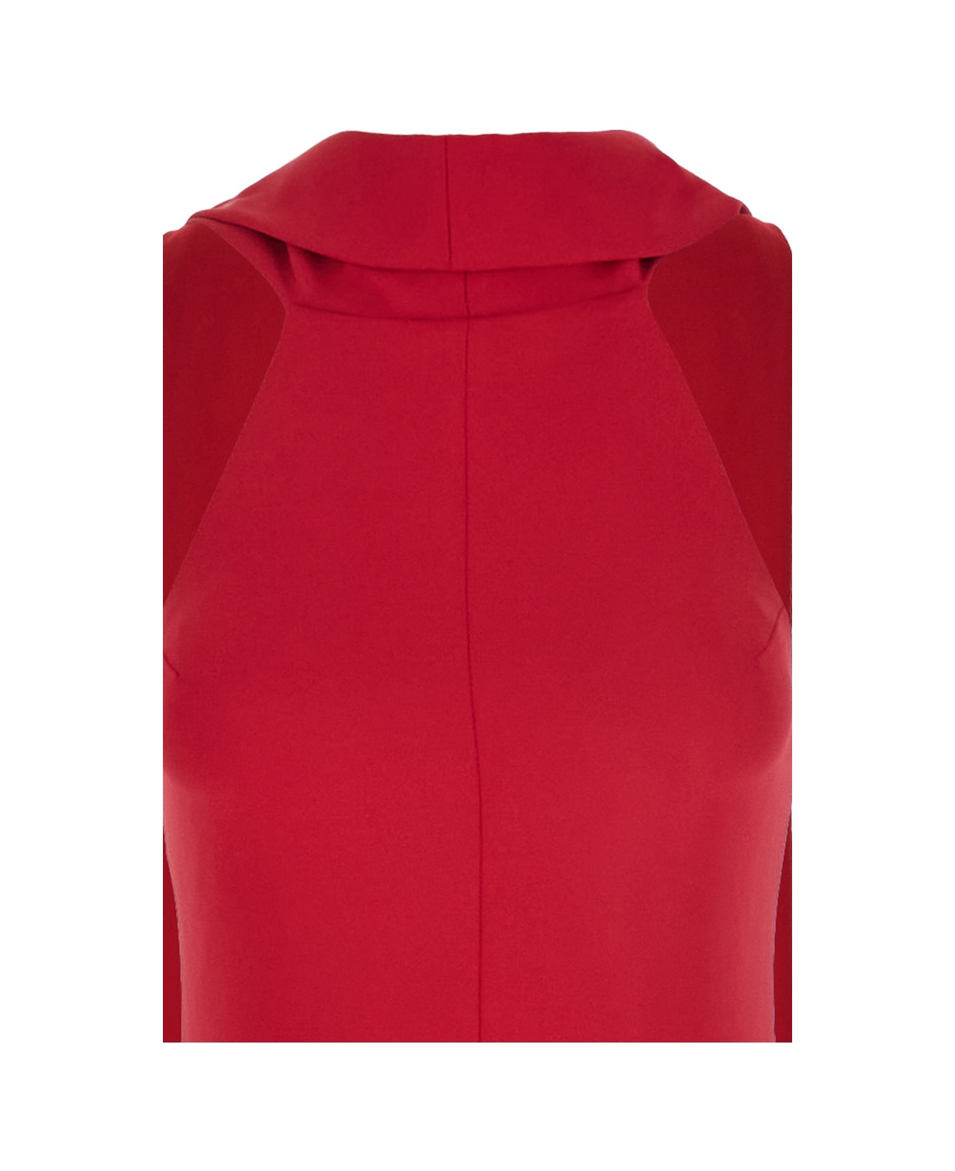 Solace London Emerson Red Sleeveless Long Dress With Halterneck And Attatched Scarf - Red