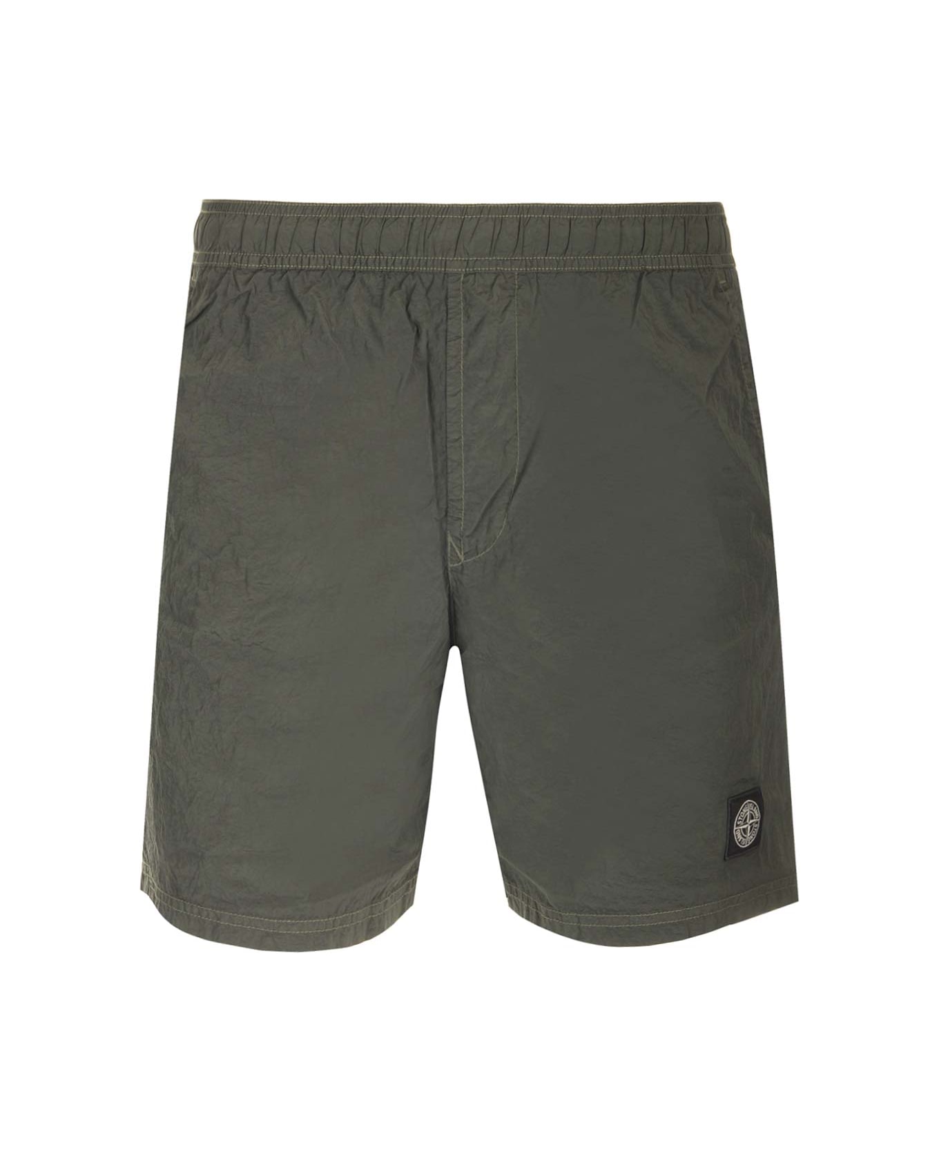 Stone Island Logo Patch Shorts - Green