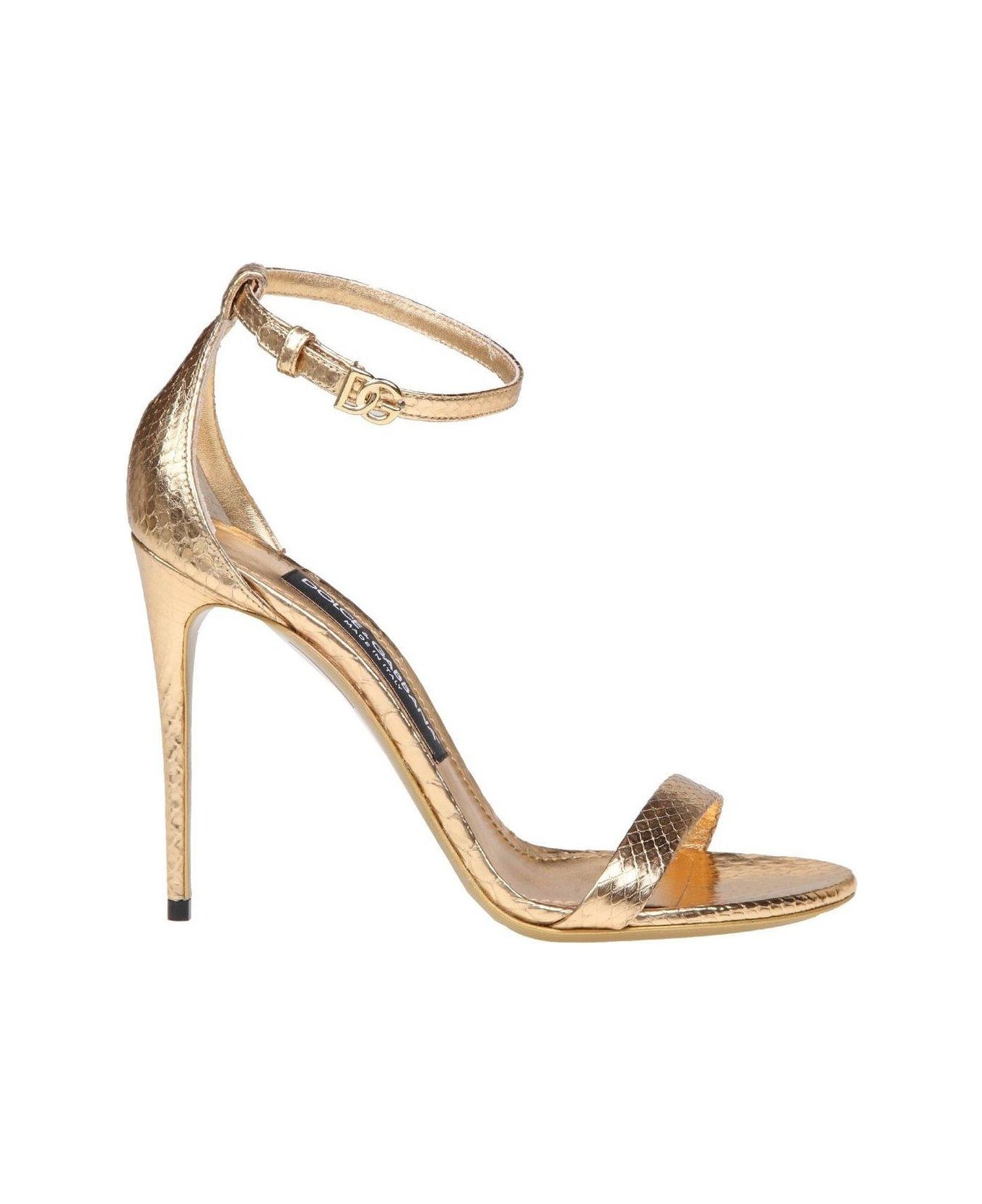 Dolce & Gabbana Keira High Stiletto Heel Sandals - Gold