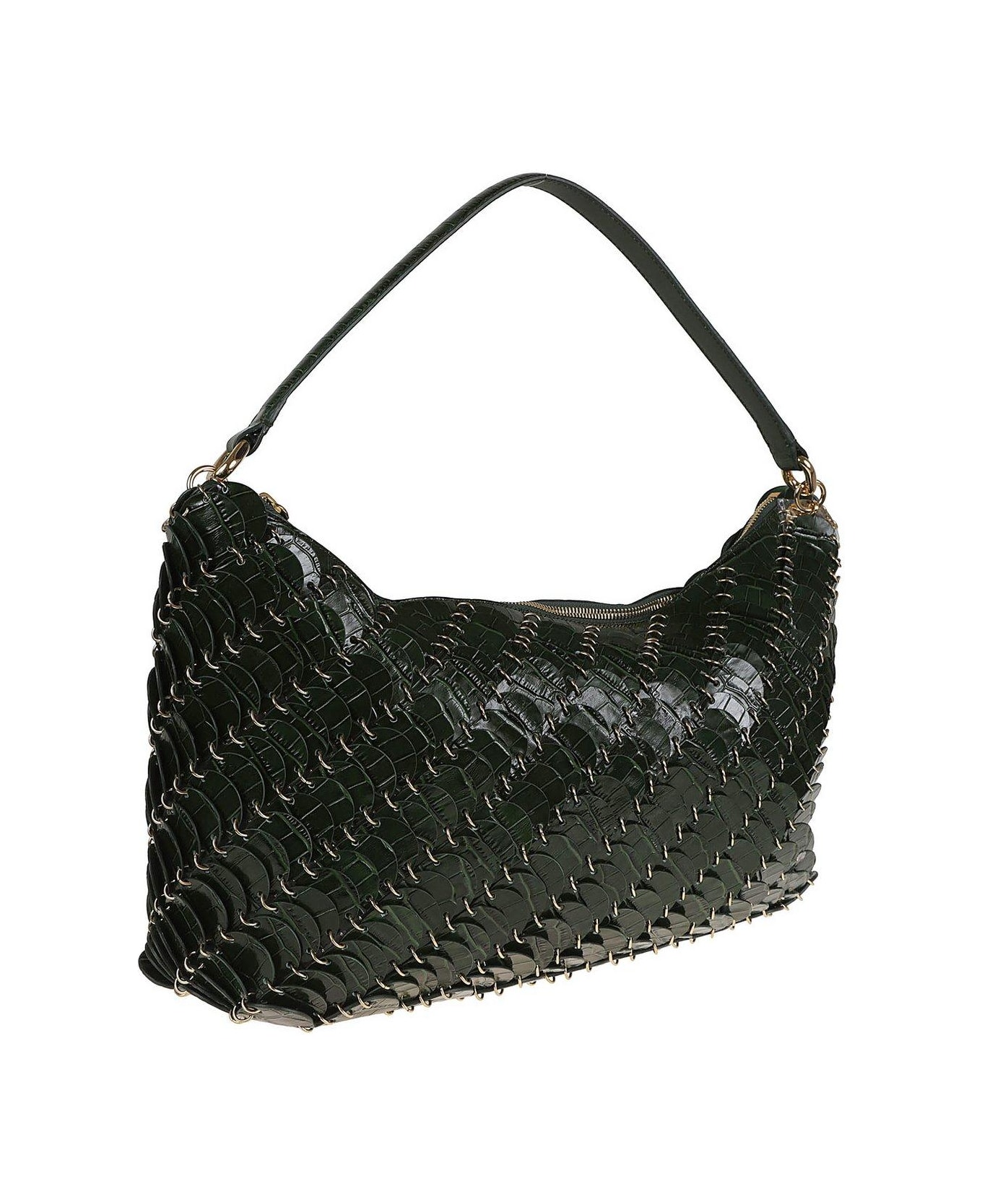 Paco Rabanne Embossed Shoulder Bag - Dark Green Gold