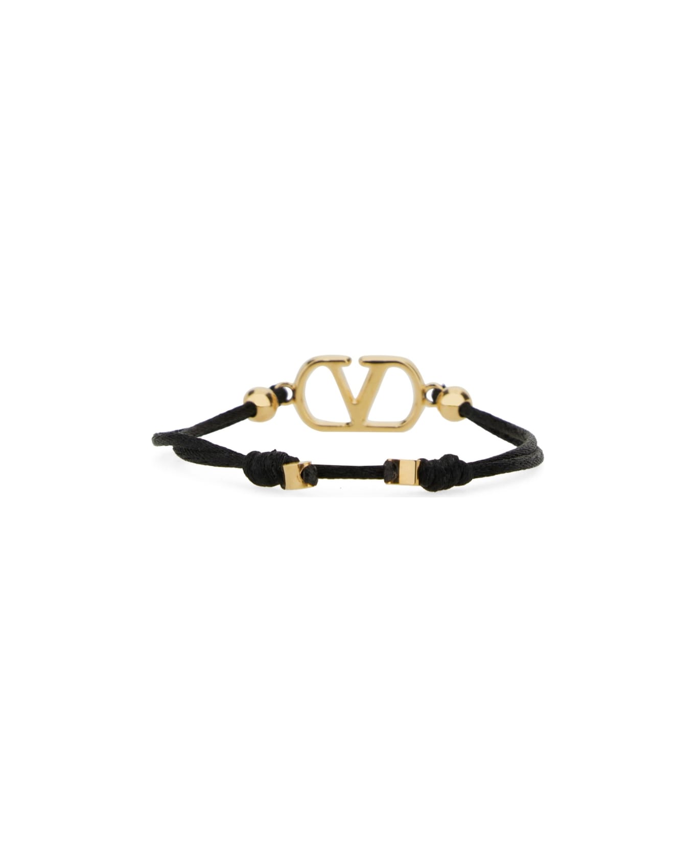 Valentino Garavani Cotton And Swarovski® Crystal "vlogo Signature" Bracelet - BLACK