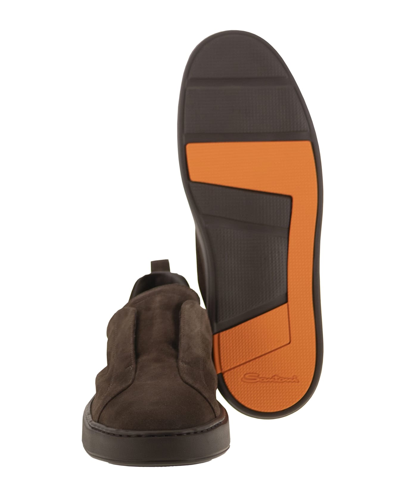 Santoni Suede Slip-on Trainer - Dark Brown