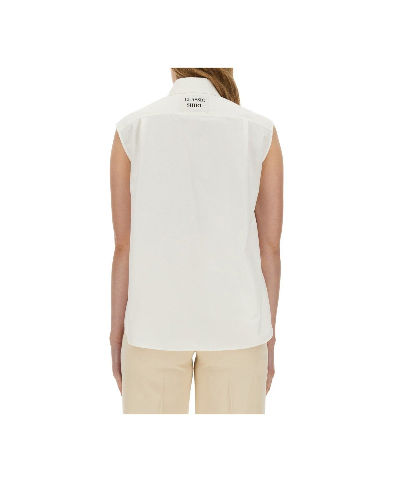 Moschino Pintuck Detailed Curved Hem Shirt - Bianco