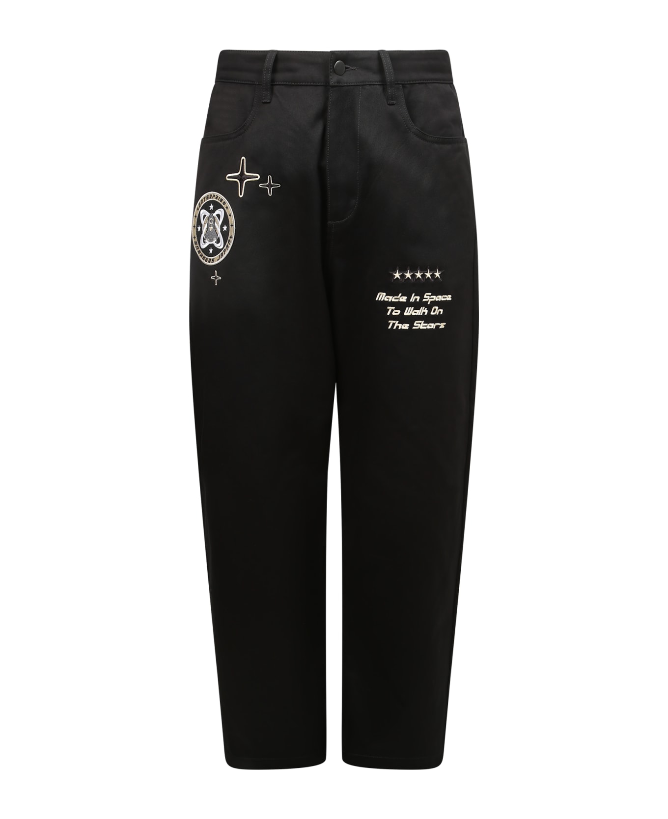 Enterprise Japan Embroidered Straight-leg Trousers - Black ボトムス
