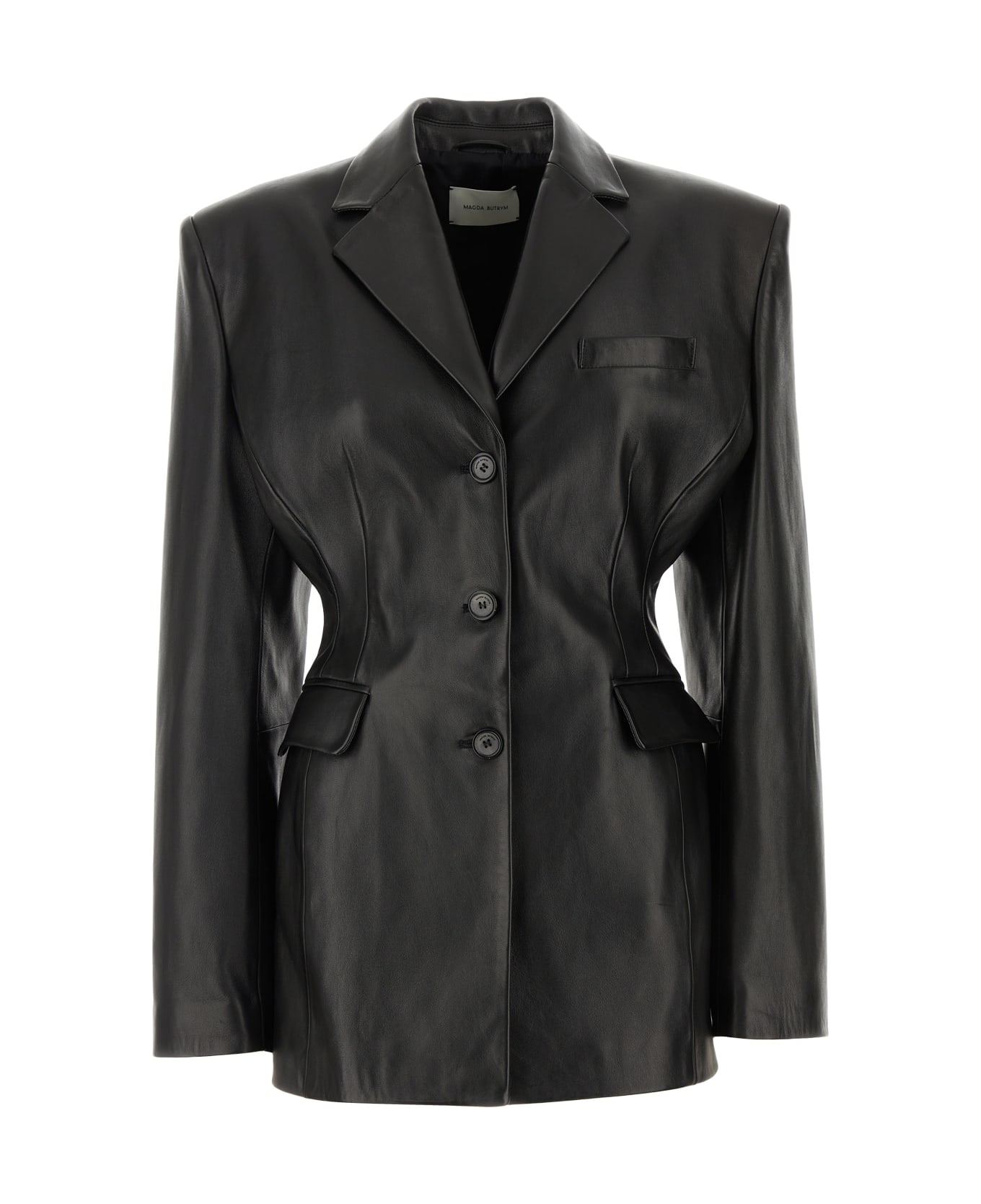 Magda Butrym Black Leather Blazer - BLACK