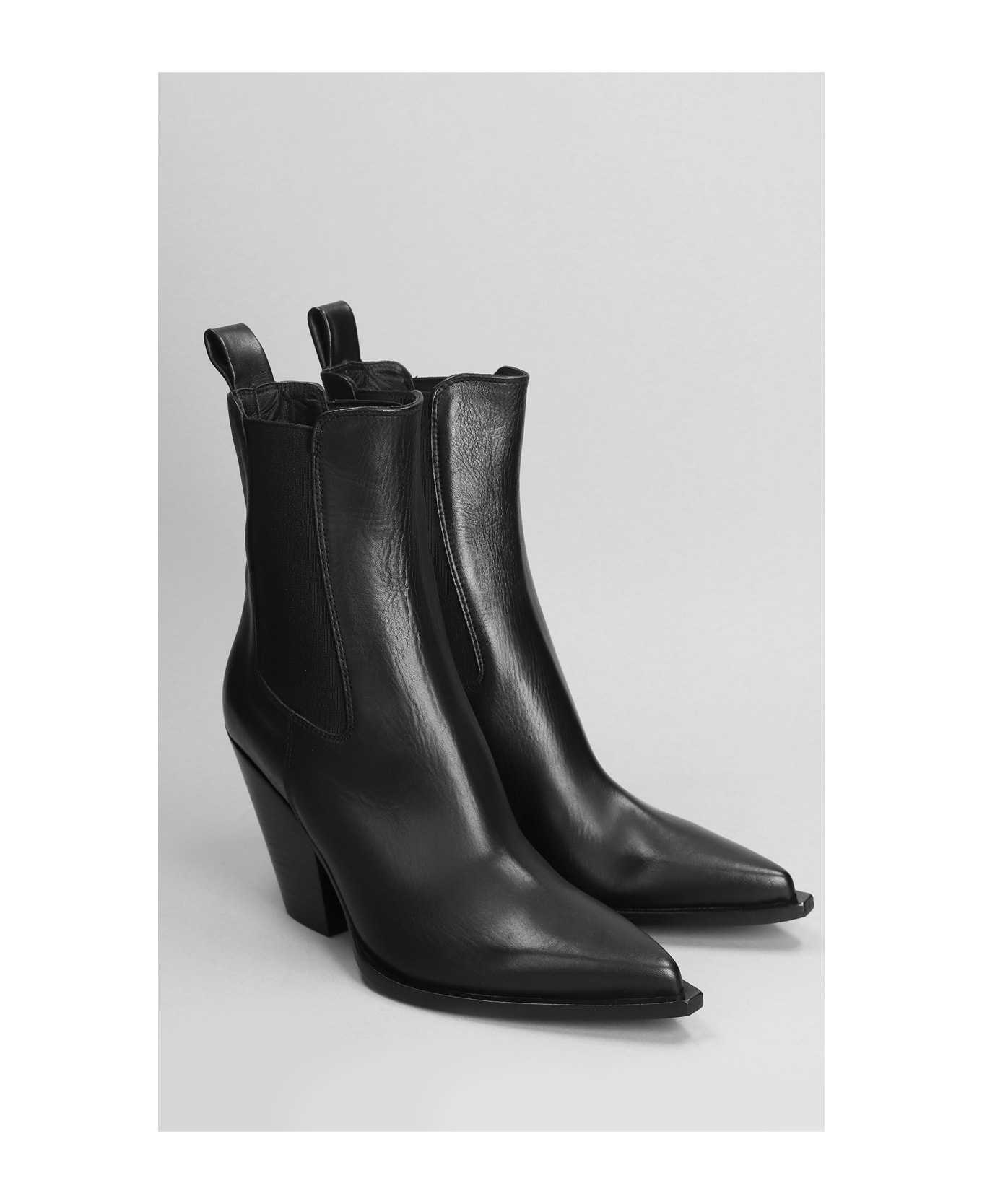 Elena Iachi Texan Ankle Boots In Black Leather - black