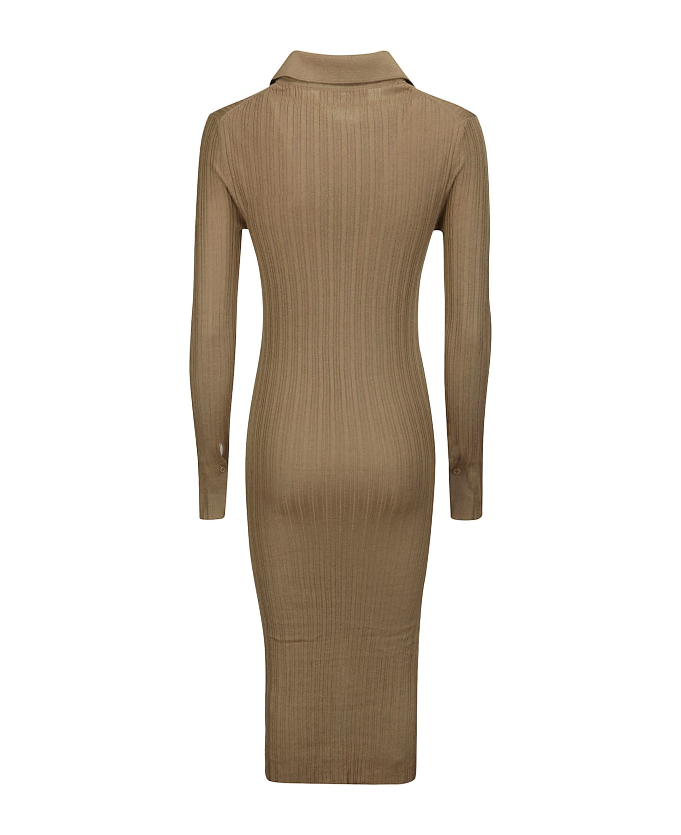Wild Cashmere Ribbed Long Dress - TAUPE