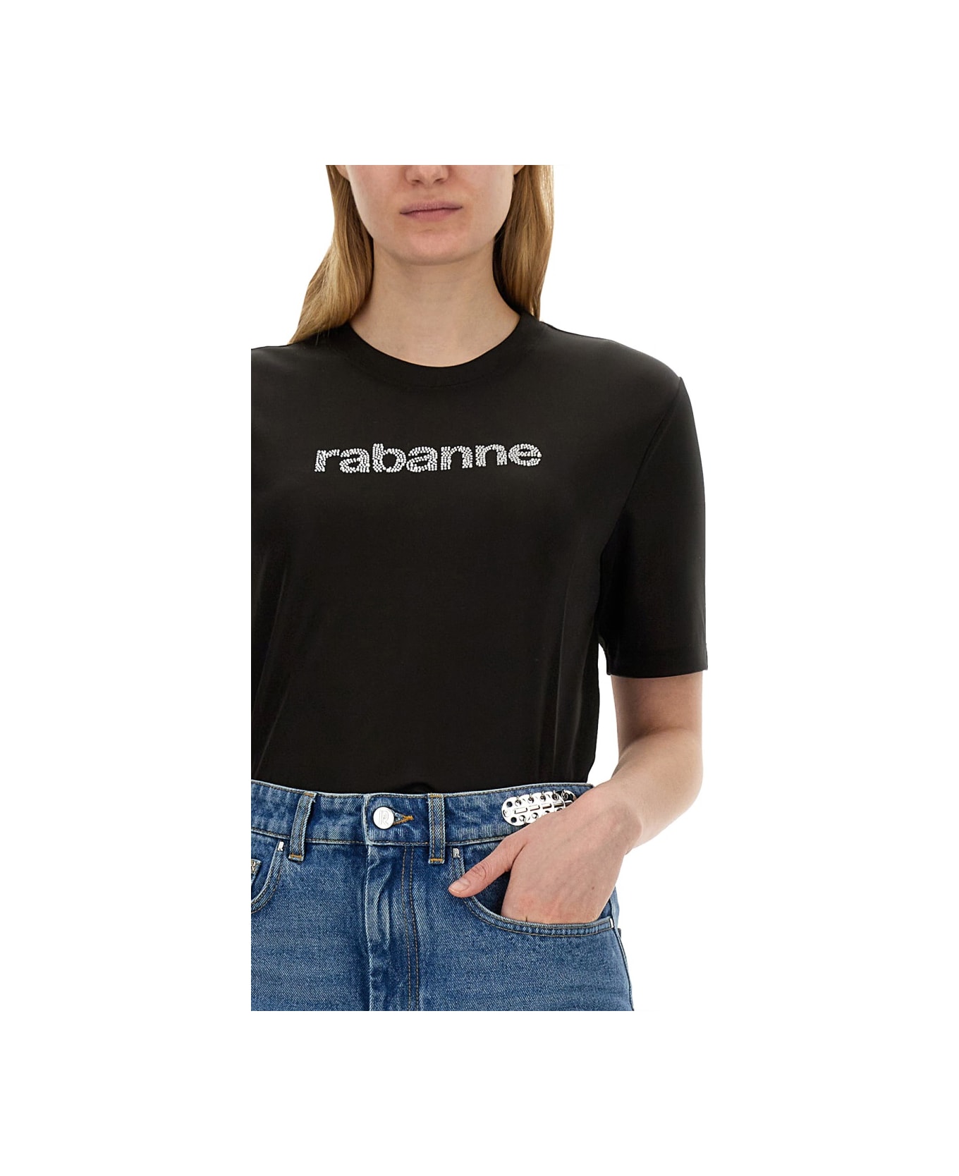 Paco Rabanne T-shirt With Logo - BLACK